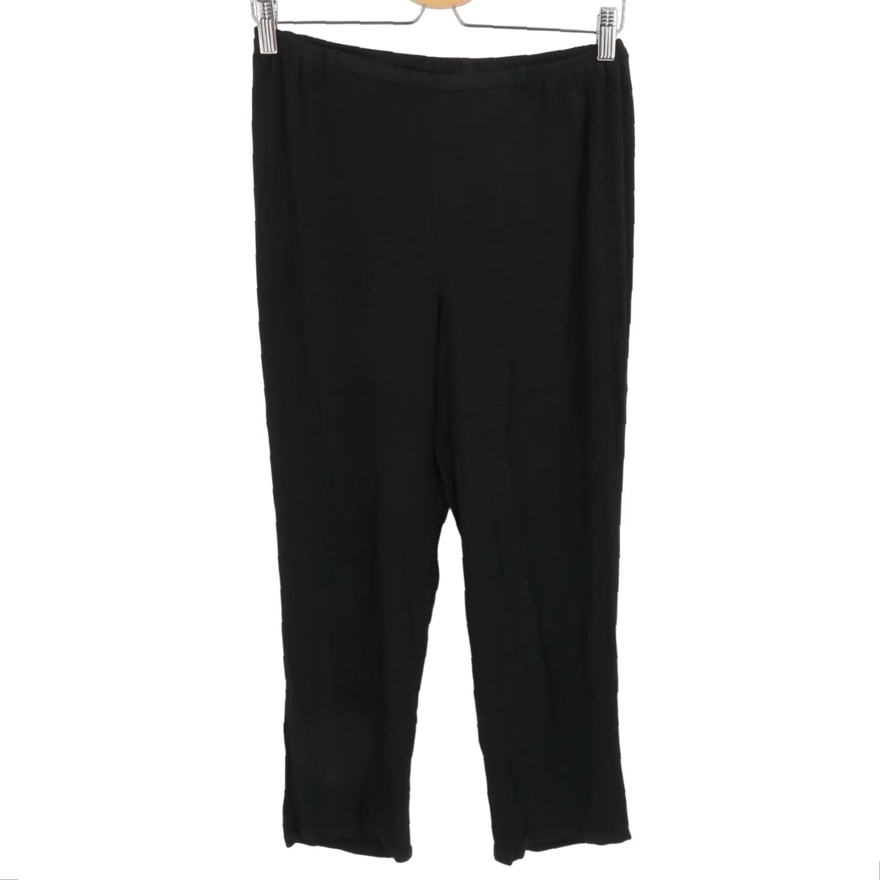 Vintage Citron Santa Monica Pants Womens PM Black Rayon Stretch Waist Flat Front High Rise Ankle Petite Medium Relaxed Casual Vintage No Size 32" / US 10 / IT 46 - 2 Thumbnail