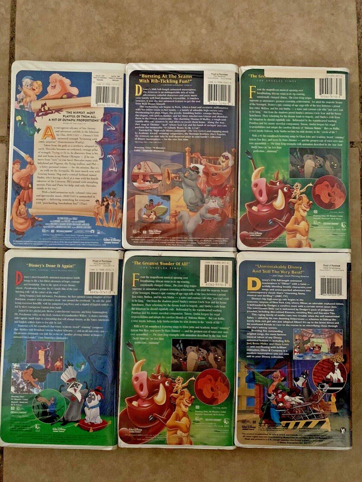 Designer Walt Disney Masterpiece Collection VHS Lot of 6 Movies MINT Size ONE SIZE - 2 Thumbnail