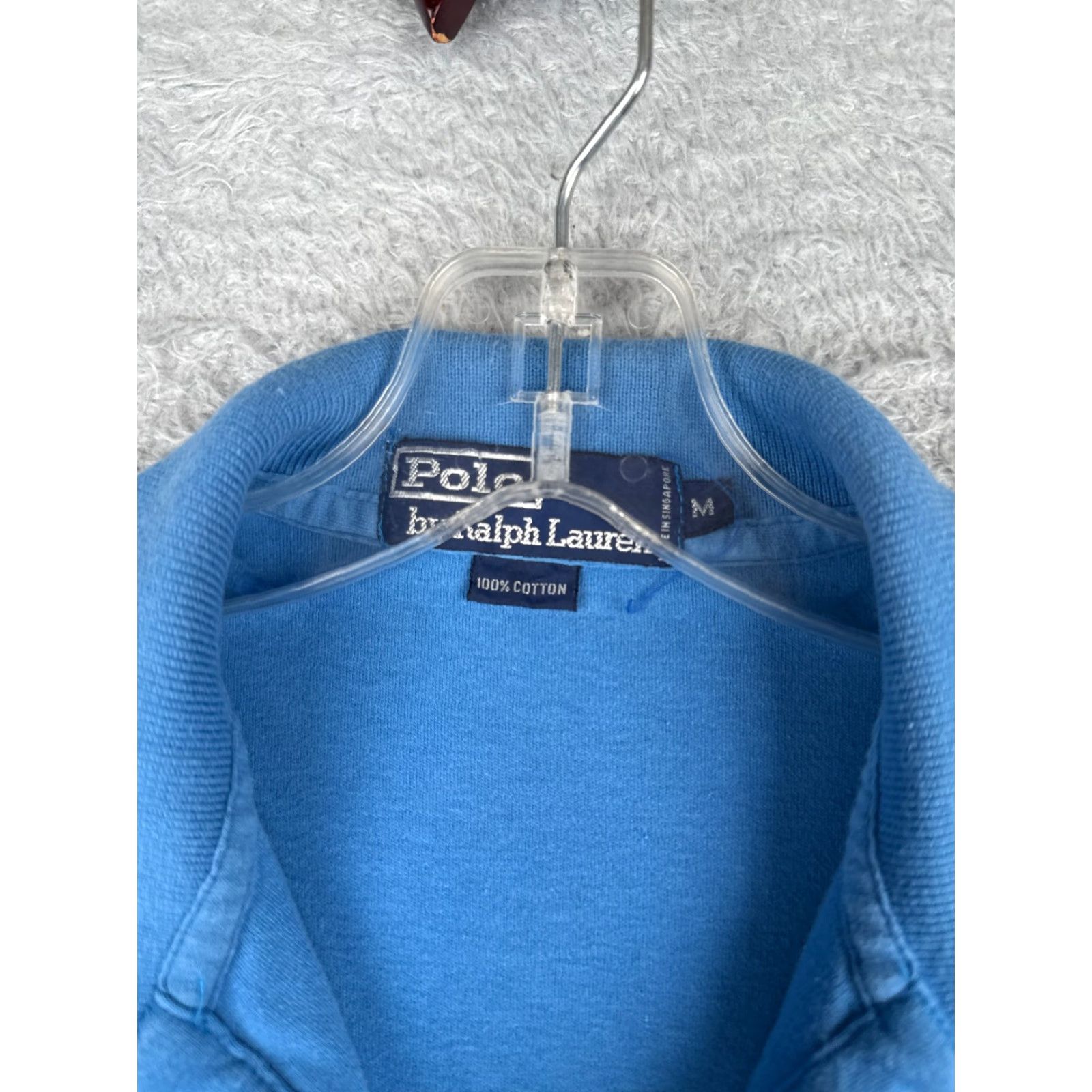 Ralph Lauren VINTAGE Ralph Lauren Polo Shirt Men Blue 100% Cotton Short Sleeve Adult Medium Polo Shirt 100% Cotton Blue Mens Slim Modern American Sports Polo Size US M / EU 48-50 / 2 - 7 Thumbnail