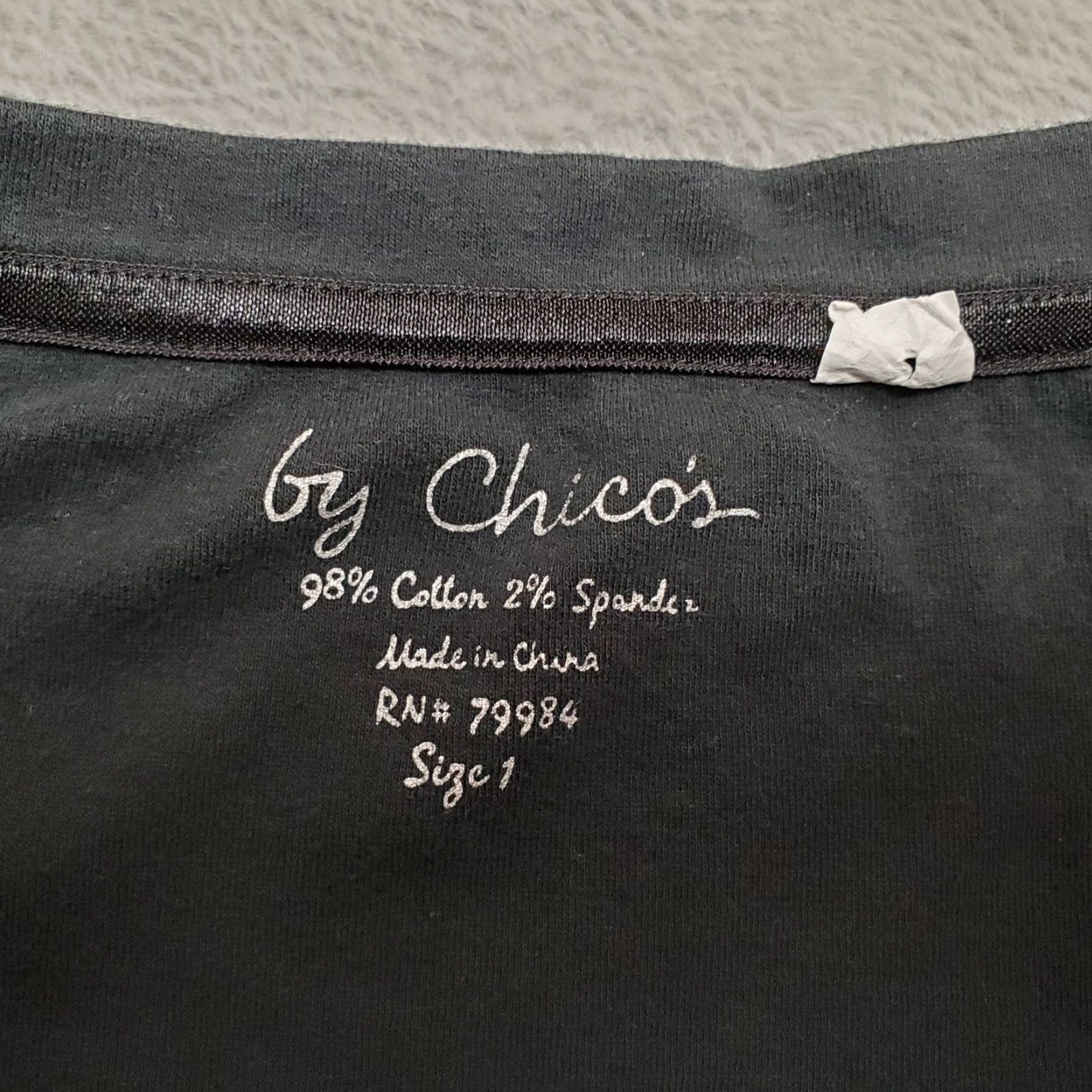 Vintage Chicos Shirt Women 8 Black Cotton Blend Long Sleeve Casual TEE Shirt Size M / US 6-8 / IT 42-44 - 3 Thumbnail