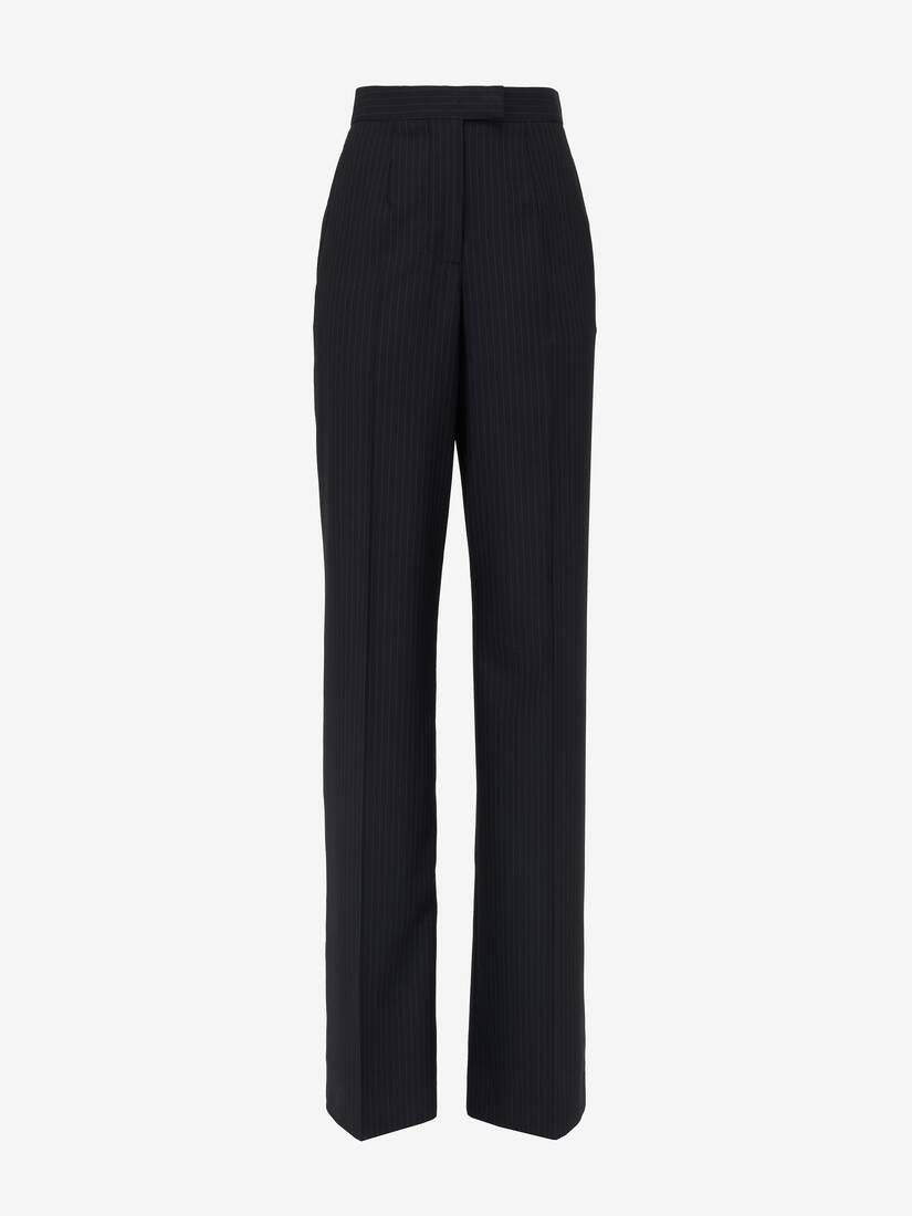 Alexander McQueen o1srvl11e0326 High-waisted Wide Leg Trousers in Navy Size 27" / US 4 / IT 40 - 1 Thumbnail