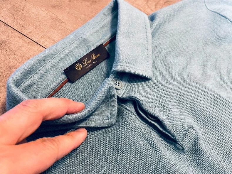 Loro Piana LORO PIANA Sesame Blue Retro American T-shirt Polo shirt Size US XL / EU 56 / 4 - 3 Thumbnail