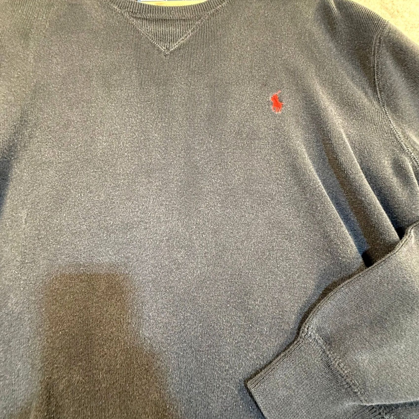 Polo Ralph Lauren Polo Ralph Lauren Mens Black Ribbed Cotton Crewneck Sweater XL Red Pony Logo Size US XL / EU 56 / 4 - 3 Thumbnail