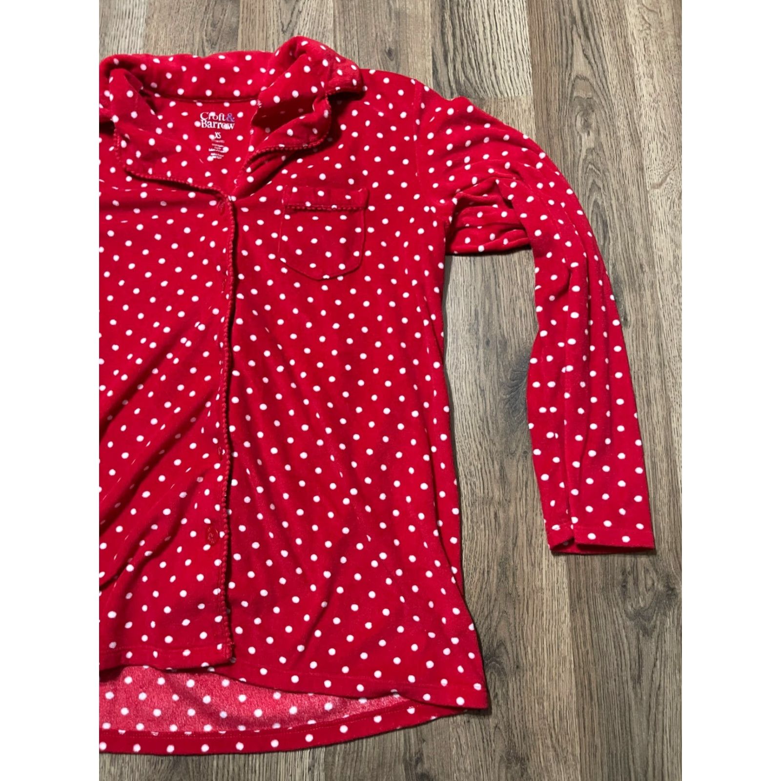 Croft & Barrow VINTAGE Croft & Barrow Shirt Womens XS Red White Polka Dots button Up Sleepwear Size XS / US 0-2 / IT 36-38 - 4 Thumbnail