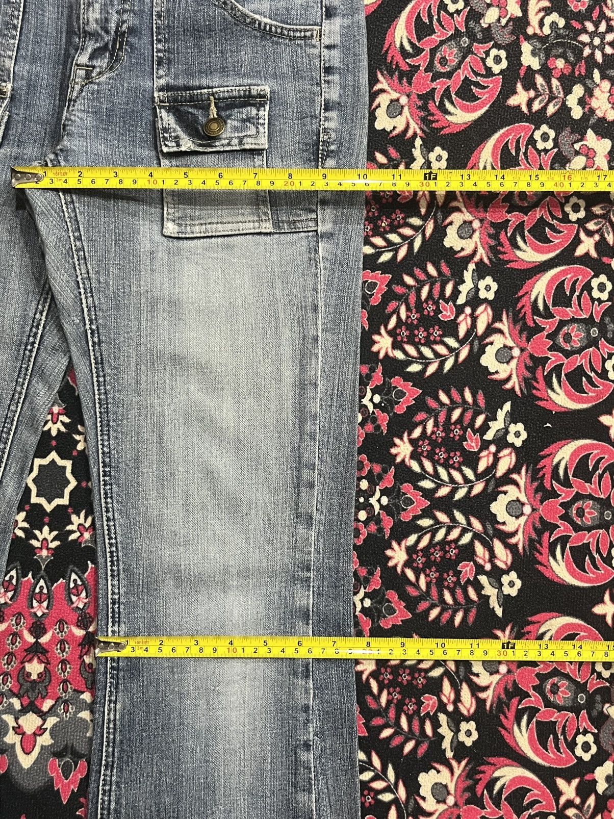 If Six Was Nine ⚡️Flare⚡️Vintage Japanese Blue Washed Bush Pant Frayed Jeans Size US 28 / EU 44 - 15 Thumbnail