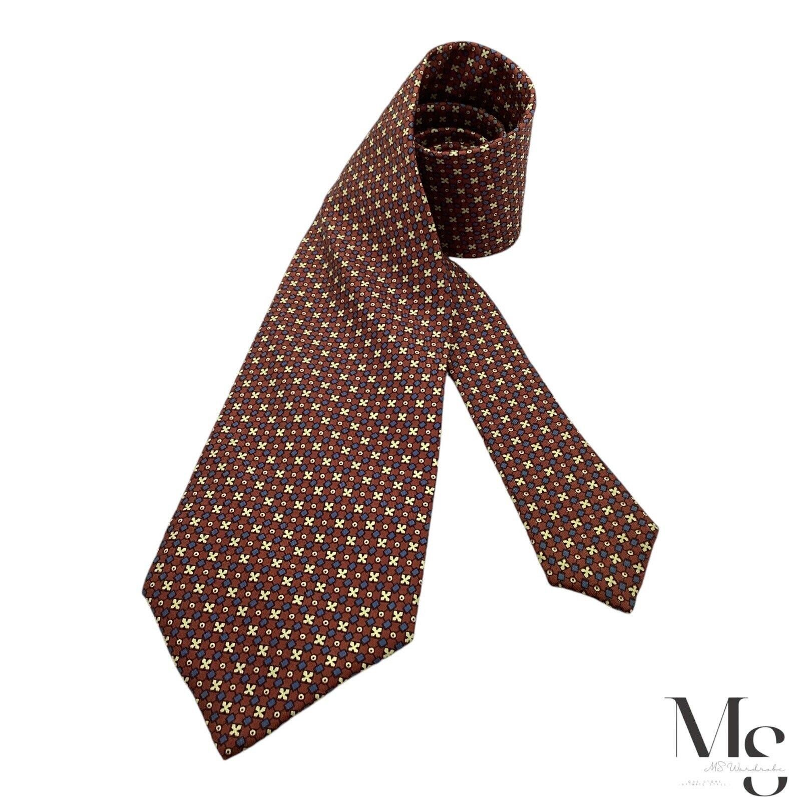 Other MACMILLAN 7 Folds XL Burgundy Geometric Silk Tie W: 4" EX CO Size ONE SIZE - 1 Thumbnail