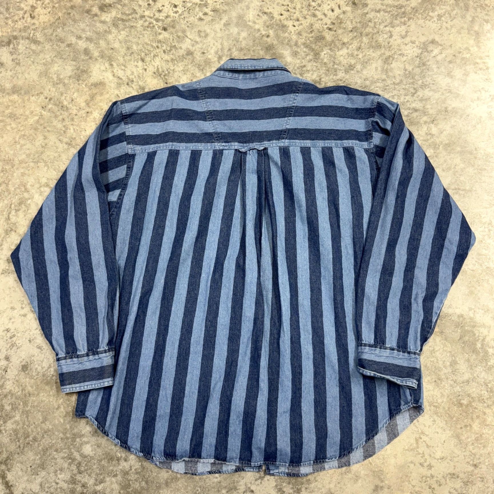 Denime Kips Bay Shirt Mens XL Blue Striped Denim Western Snap Button Front Long Sleeve Size US XL / EU 56 / 4 - 3 Thumbnail
