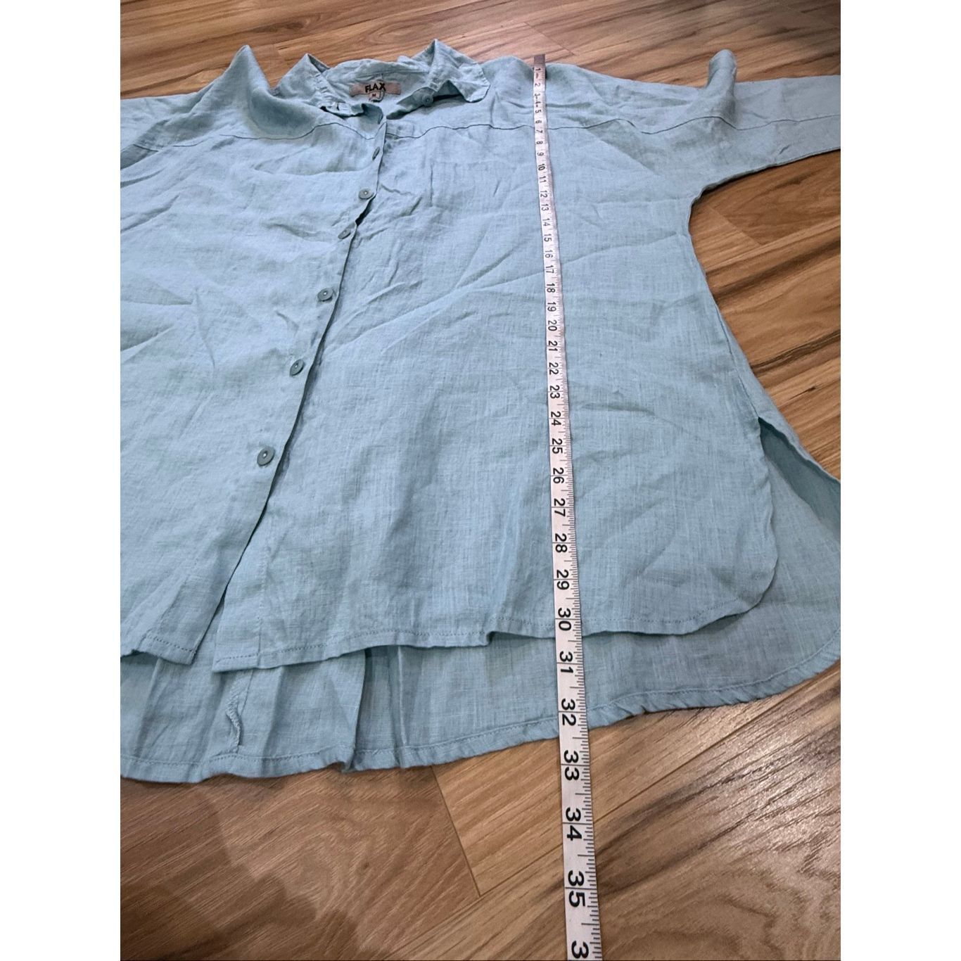 FLAX Flax linen blue button front shirt relaxed fit boho size medium Size M / US 6-8 / IT 42-44 - 8 Thumbnail