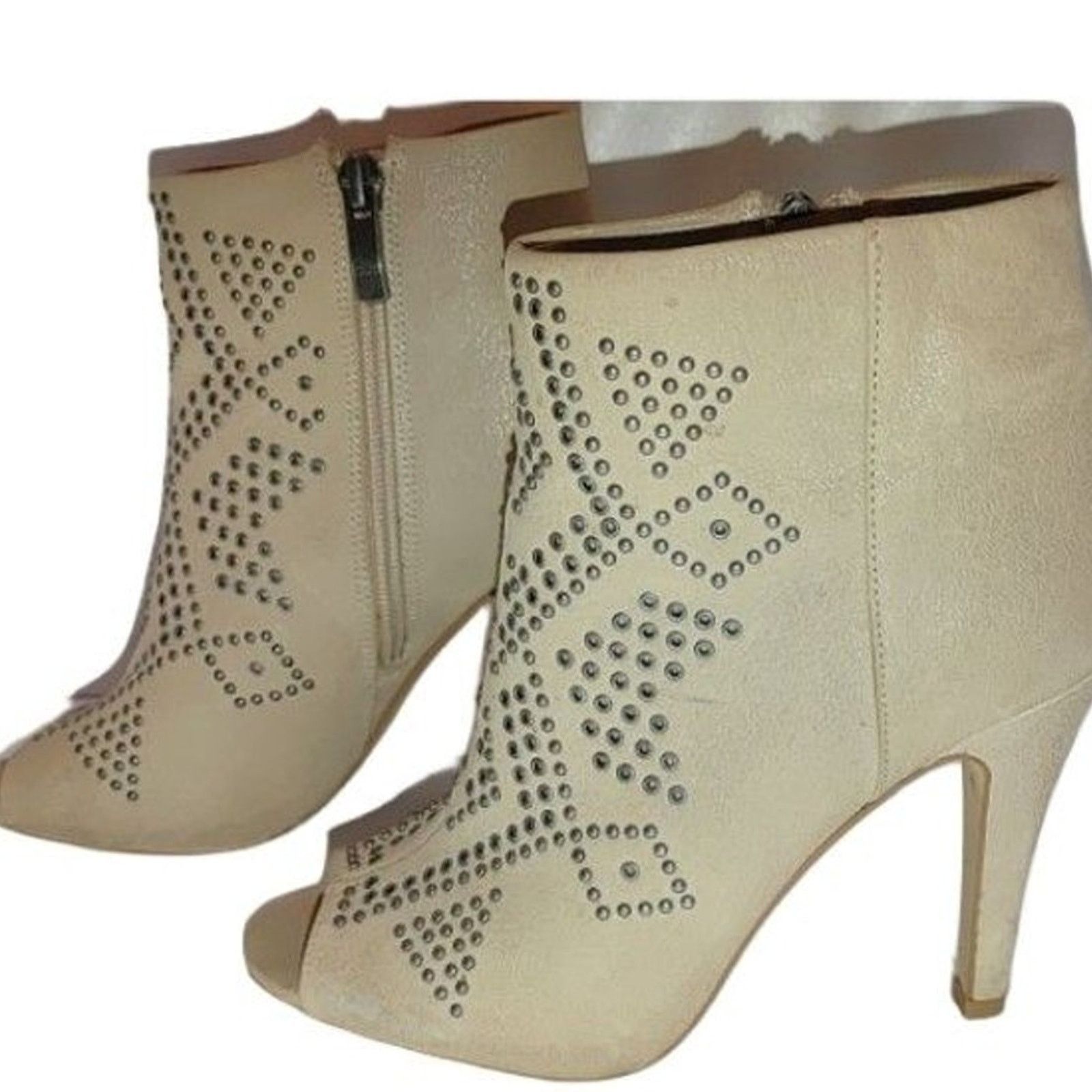 Vince Camuto Vince Camuto Kanster Beige Leather Peep Toe Booties Size 6 Size US 6 / IT 36 - 1 Thumbnail