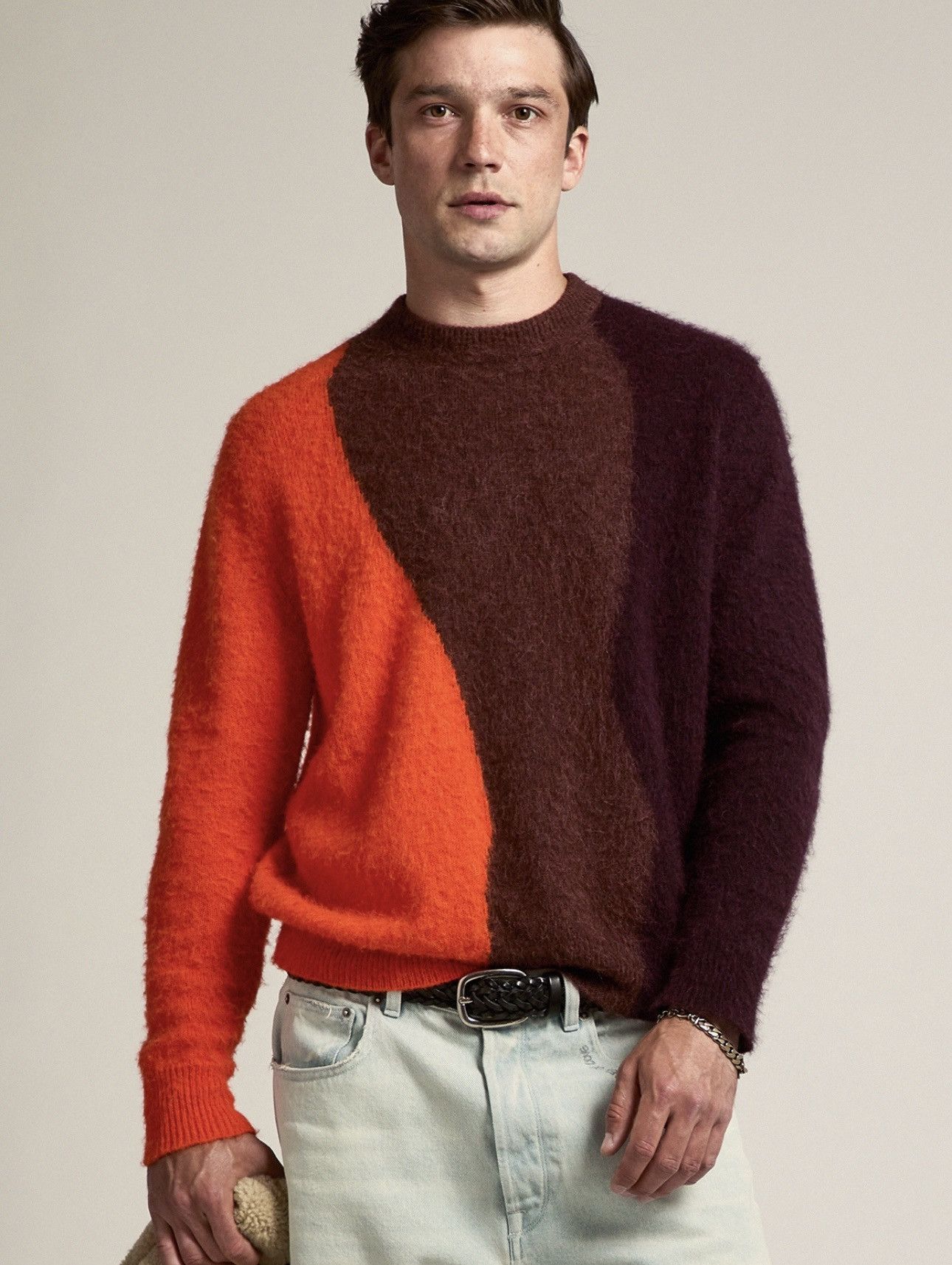 image of Golden Goose Three-Color Wool Journey Collection Donnel Sweater in Brown, Men's (Size Large)