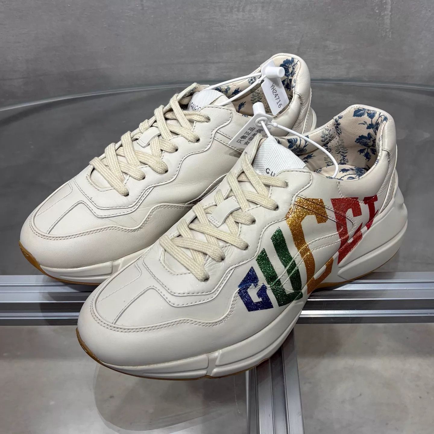 Gucci Gucci Rainbow Sequin Dad Sneaker Cream 38 Size US 7.5 / IT 37.5 - 2 Thumbnail