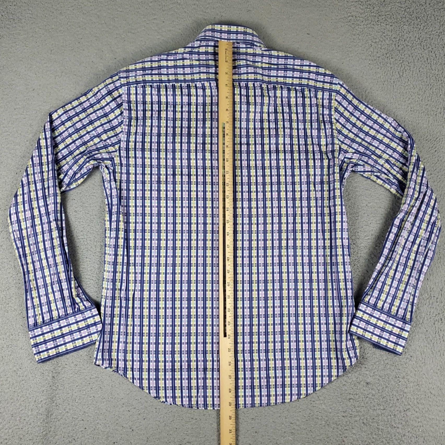 BUGATCHI Bugatchi Uomo Blue Plaid Button-Up Shirt Long Sleeve Men's Small Regular Fit Size US S / EU 44-46 / 1 - 3 Thumbnail