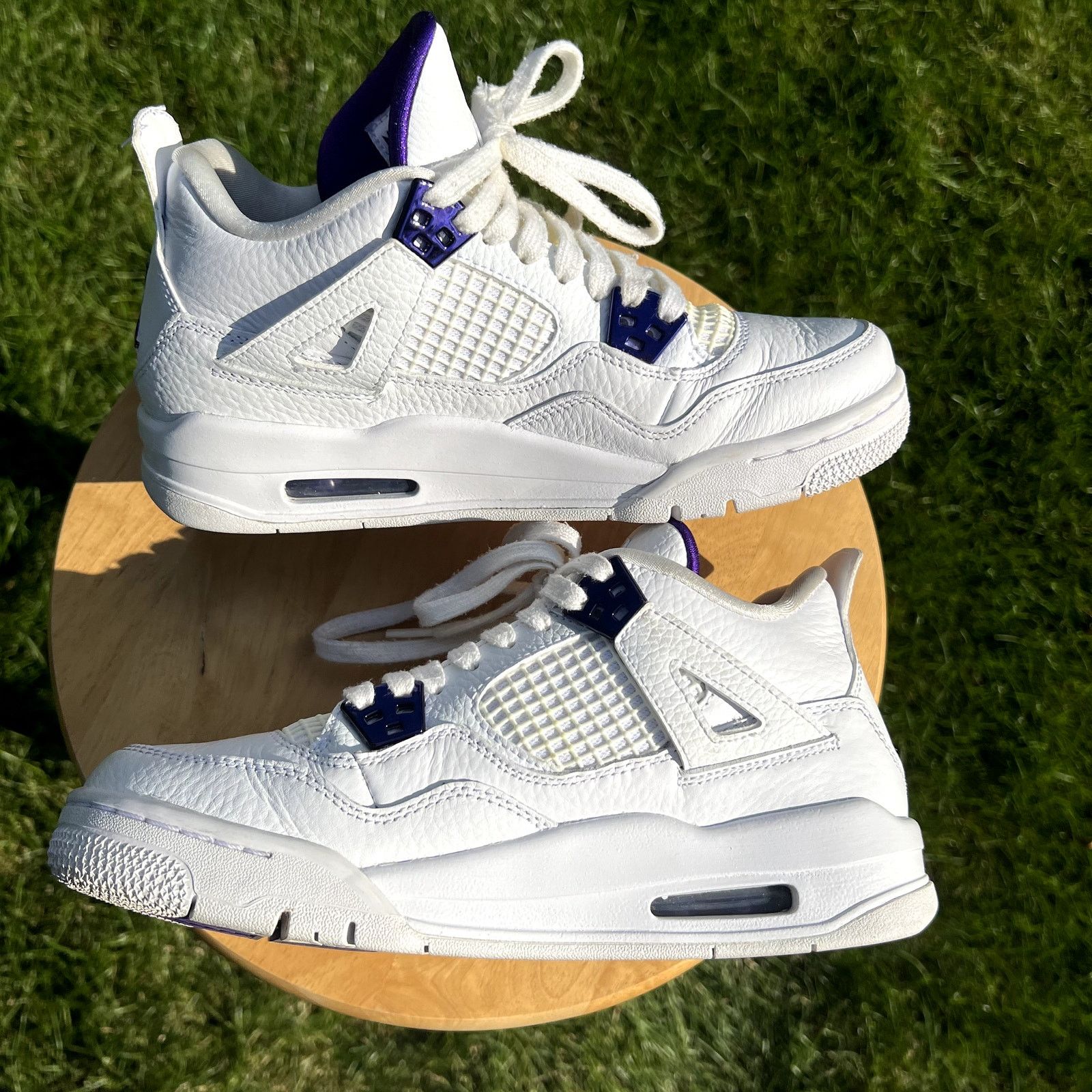Jordan Brand × Nike Air Jordan 4 Retro GS Purple Metallic Men's Shoes - Size 6.5 Size US 6.5 / EU 39-40 - 2 Thumbnail