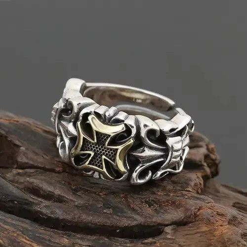 Jewelry Punk Big Cross Ring Resizable Retro Gothic Style Size ONE SIZE - 3 Thumbnail