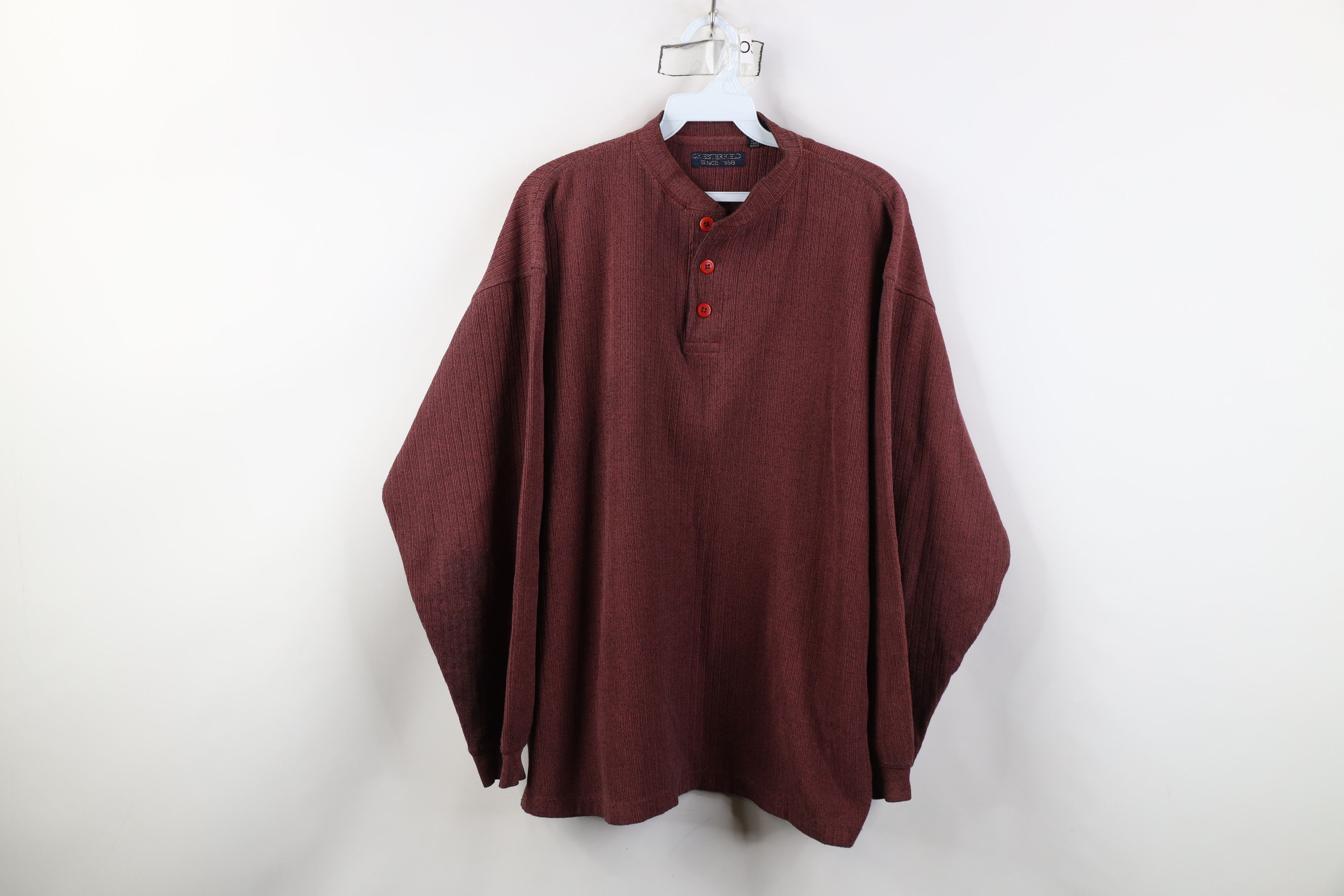 Vintage Vintage 90s Streetwear Heavy Knit Long Sleeve Henley T-Shirt Size US L / EU 52-54 / 3 - 1 Thumbnail