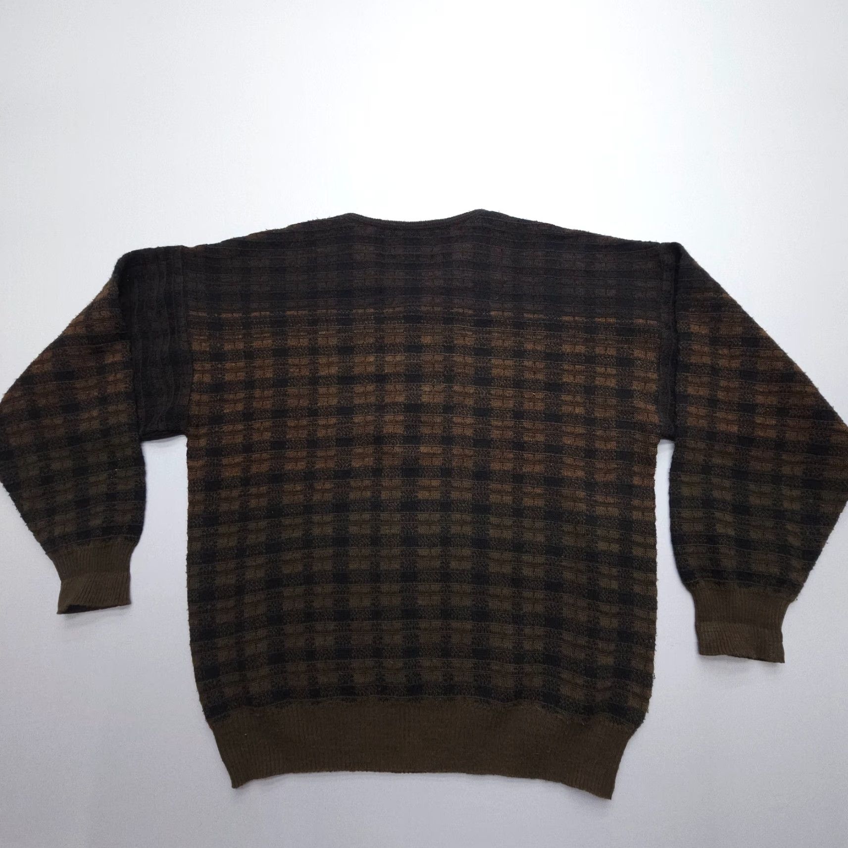 IDEA VINTAGE Idea Uomo Sweater Mens M Plaid Brown 90s Italy Knit Pullover Crew Neck Size US M / EU 48-50 / 2 - 2 Thumbnail