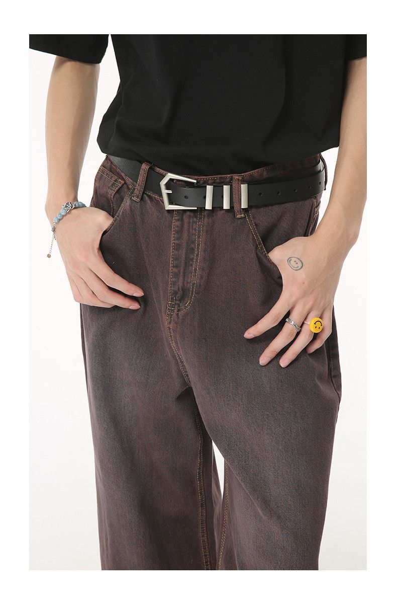 Japanese Brand Simple washed distressed basic straight loose purple jeans Size US 32 / EU 48 - 4 Thumbnail