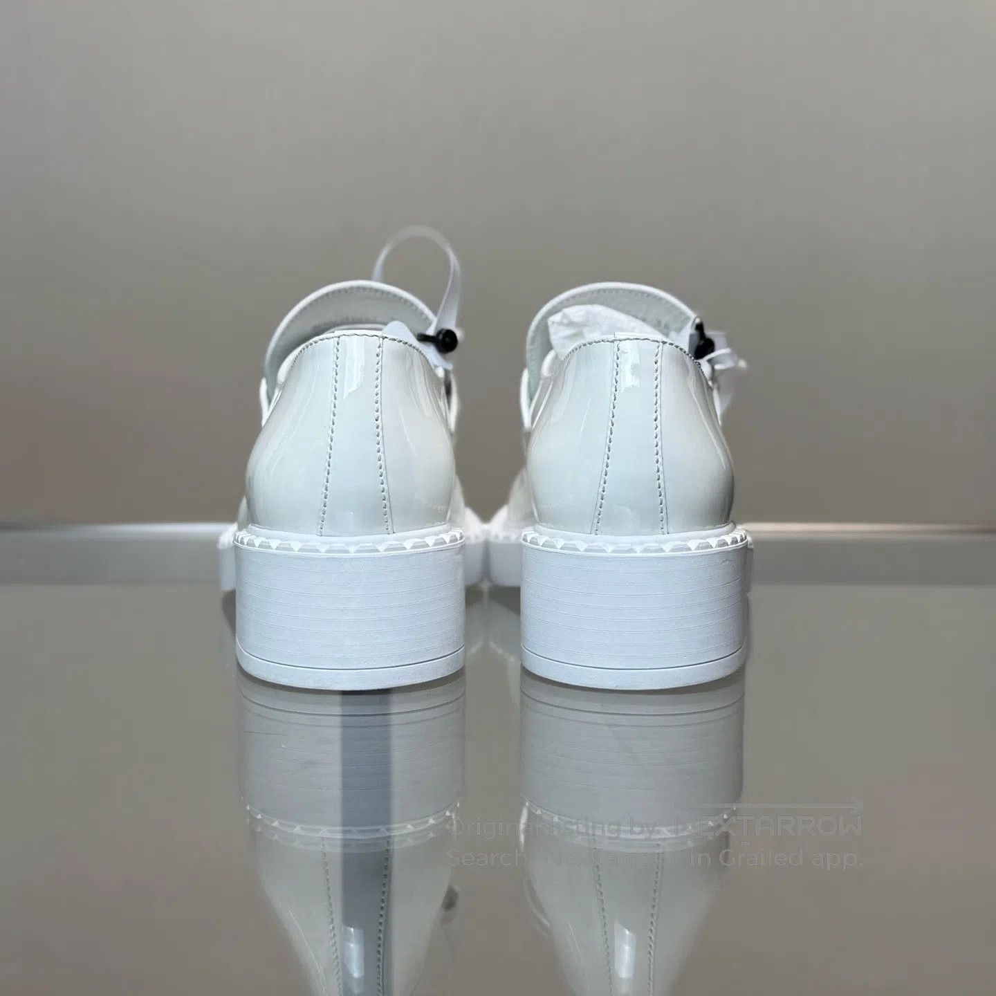 Prada Prada Chocolate white lacquered leather steel logo loafers Size US 7.5 / IT 37.5 - 4 Thumbnail