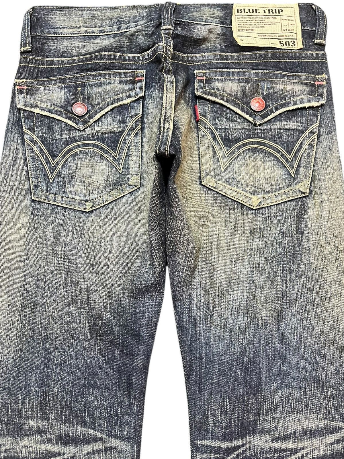 Edwin Vintage Edwin 503 Bluetrip Flare Mudwash Whiskers Denim Size US 31 - 6 Thumbnail