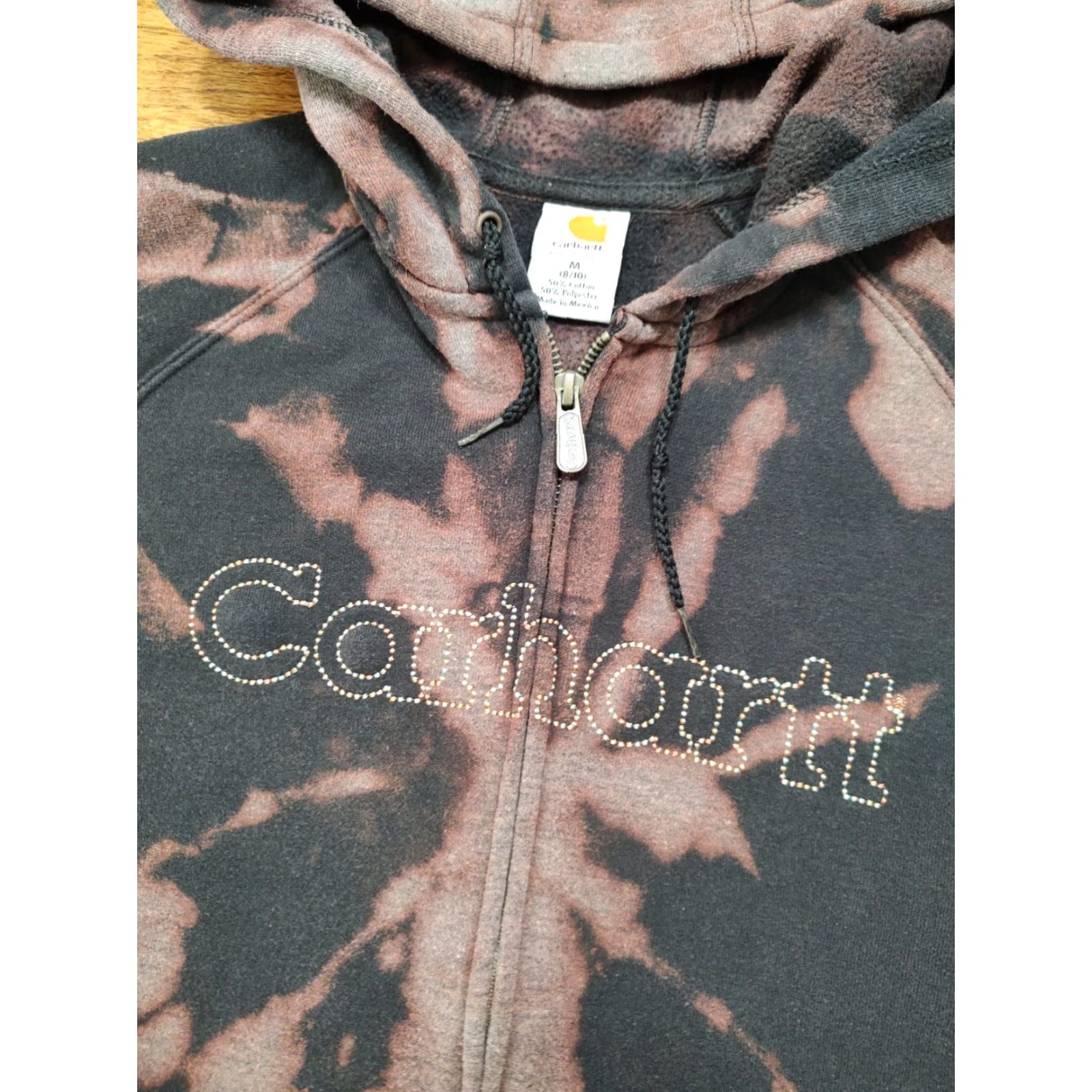 Carhartt VINTAGE Carhartt Embroidered Full Zip Hoodie Sweatshirt Ladies M Black Tie Dye Acid Wash Sweatshirt Size M / US 6-8 / IT 42-44 - 4 Thumbnail