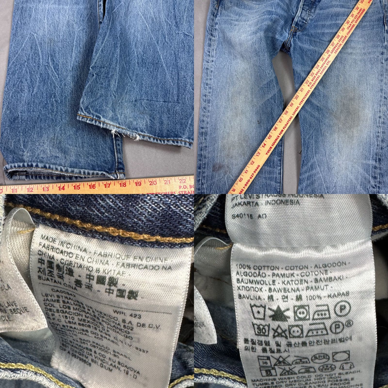 Levi's Levi's 501 Jeans Mens 36x34 Blue Button Fly Denim Pants Straight Classic" Size US 36 / EU 52 - 8 Thumbnail