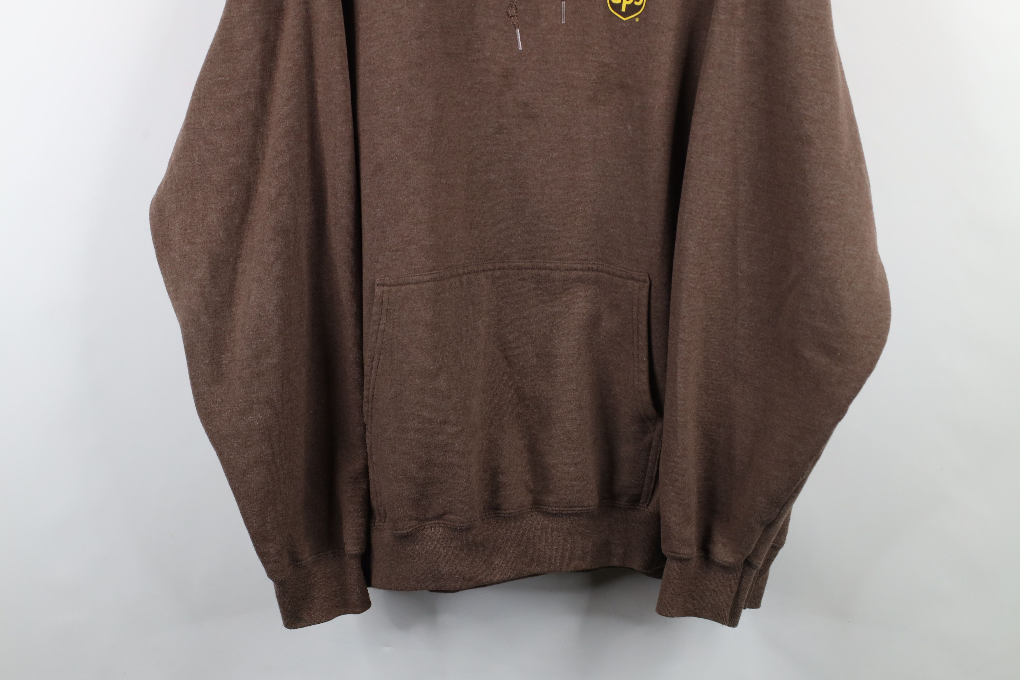 Vintage Vintage Faded Spell Out UPS Hoodie Sweatshirt Heather Brown Size US XXL / EU 58 / 5 - 3 Thumbnail