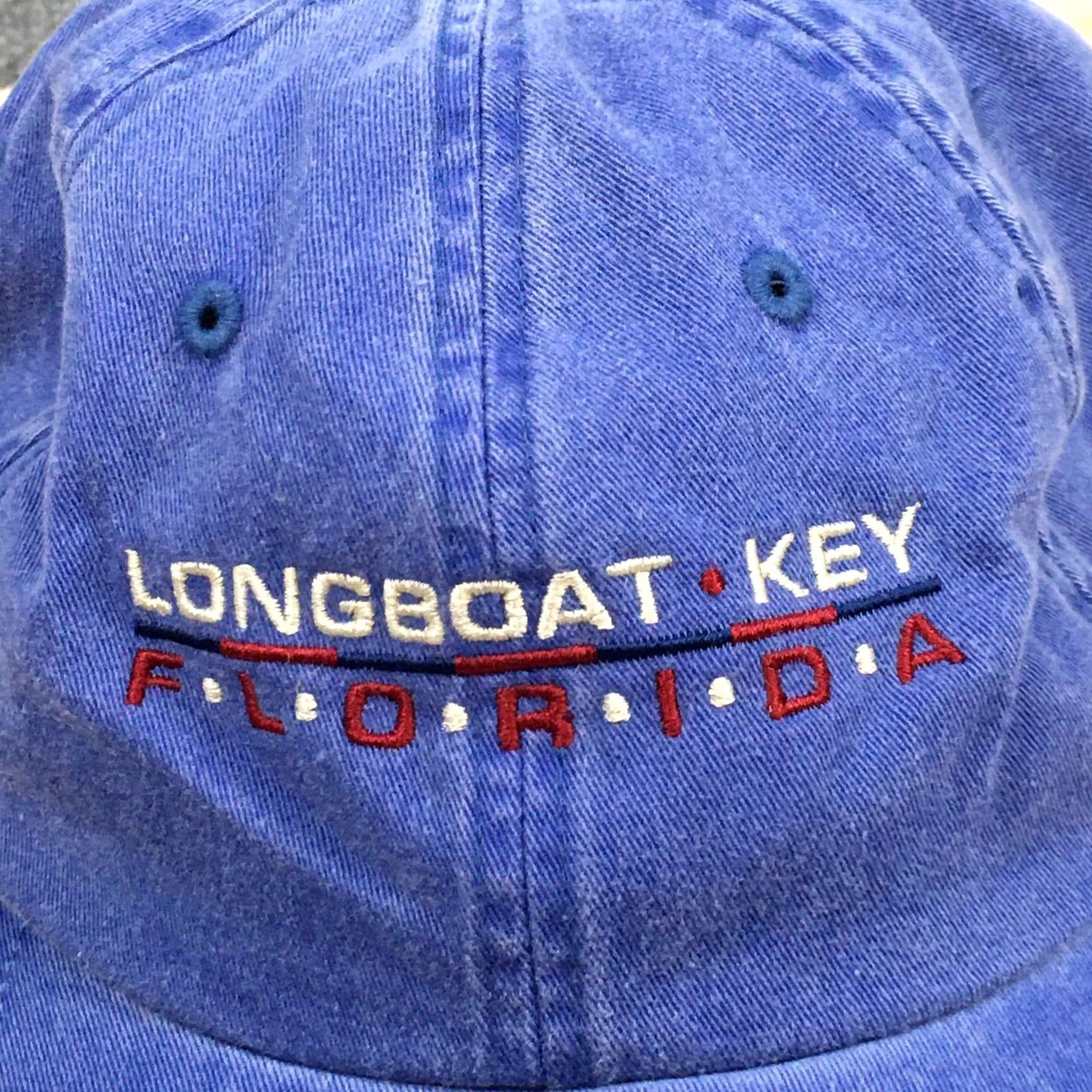 Vintage Ahead Blue Canvas Baseball Cap OS Mens Embroidered Longboat Key Florida Summer Hat Size ONE SIZE - 3 Thumbnail