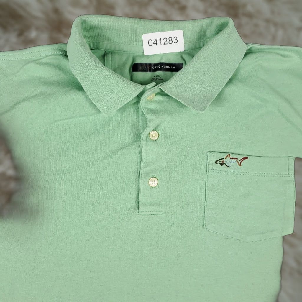 Vintage Greg Norman Polo Shirt Mens XL Green Cotton Golf Casual Short Sleeve Polo Shirt-Button Collared, Solid, Logo, Classic Preppy Mens XL green polo Size US XL / EU 56 / 4 - 1 Thumbnail