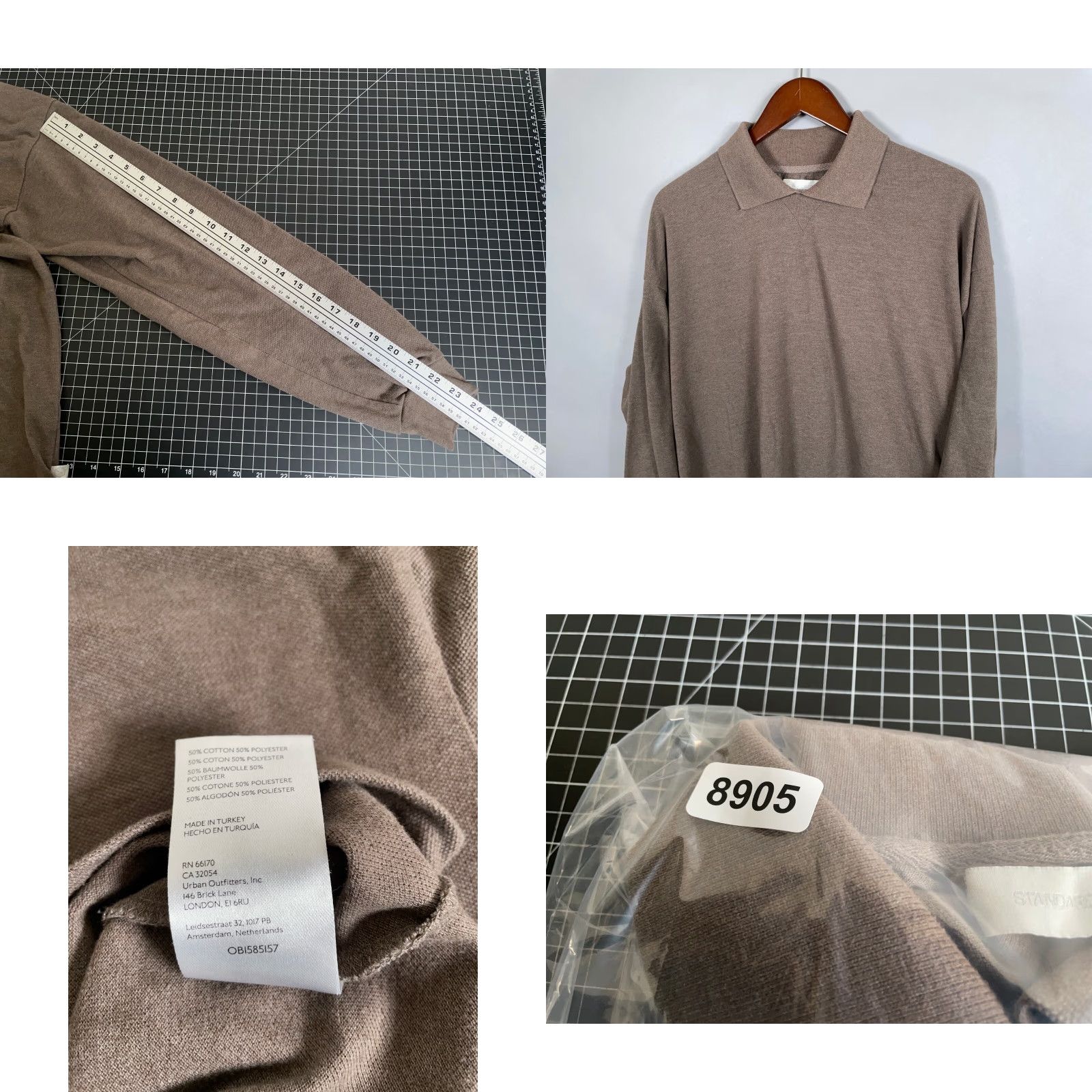 Urban Outfitters Urban Outfitters Standard Cloth Long Sleeve Polo Shirt Adult Medium Brown Mens Size US M / EU 48-50 / 2 - 8 Thumbnail