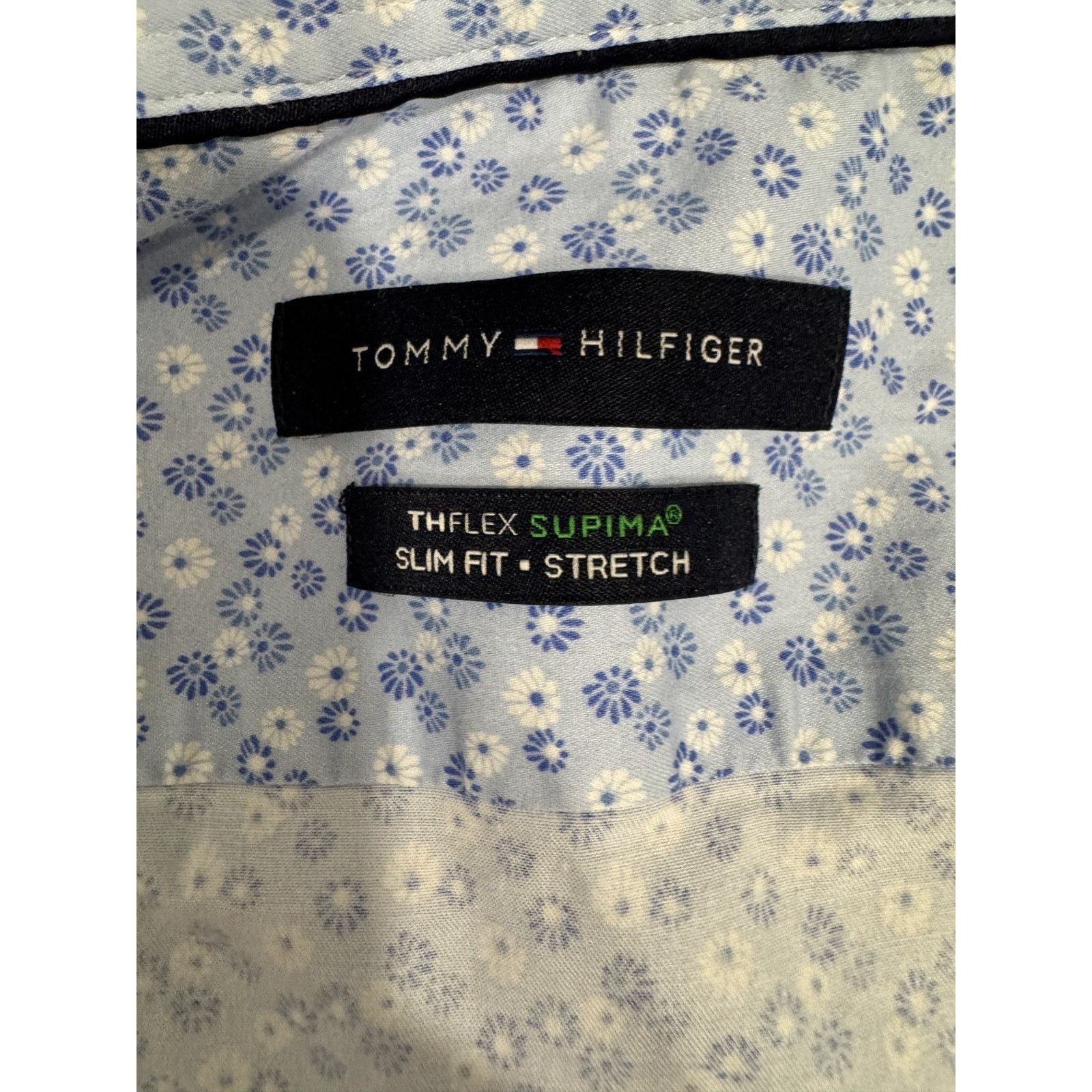 Tommy Hilfiger Tommy Hilfiger TH Flex Supima Slim Shirt Blue Floral L 16.5 Size US L / EU 52-54 / 3 - 5 Thumbnail