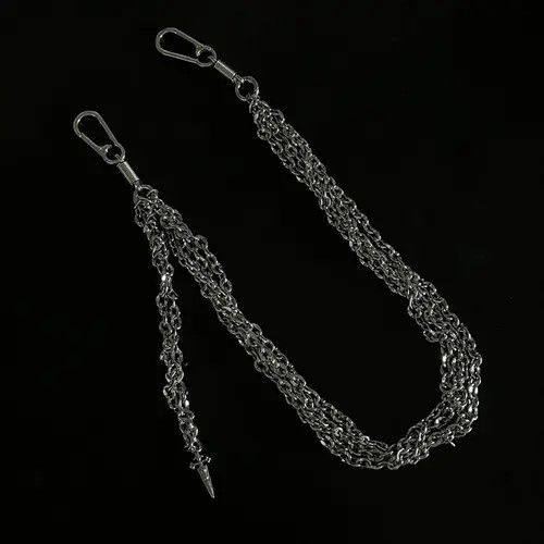 Jewelry Silver Multi-Strand Chain Wallet Chain with Clips Size ONE SIZE - 2 Thumbnail