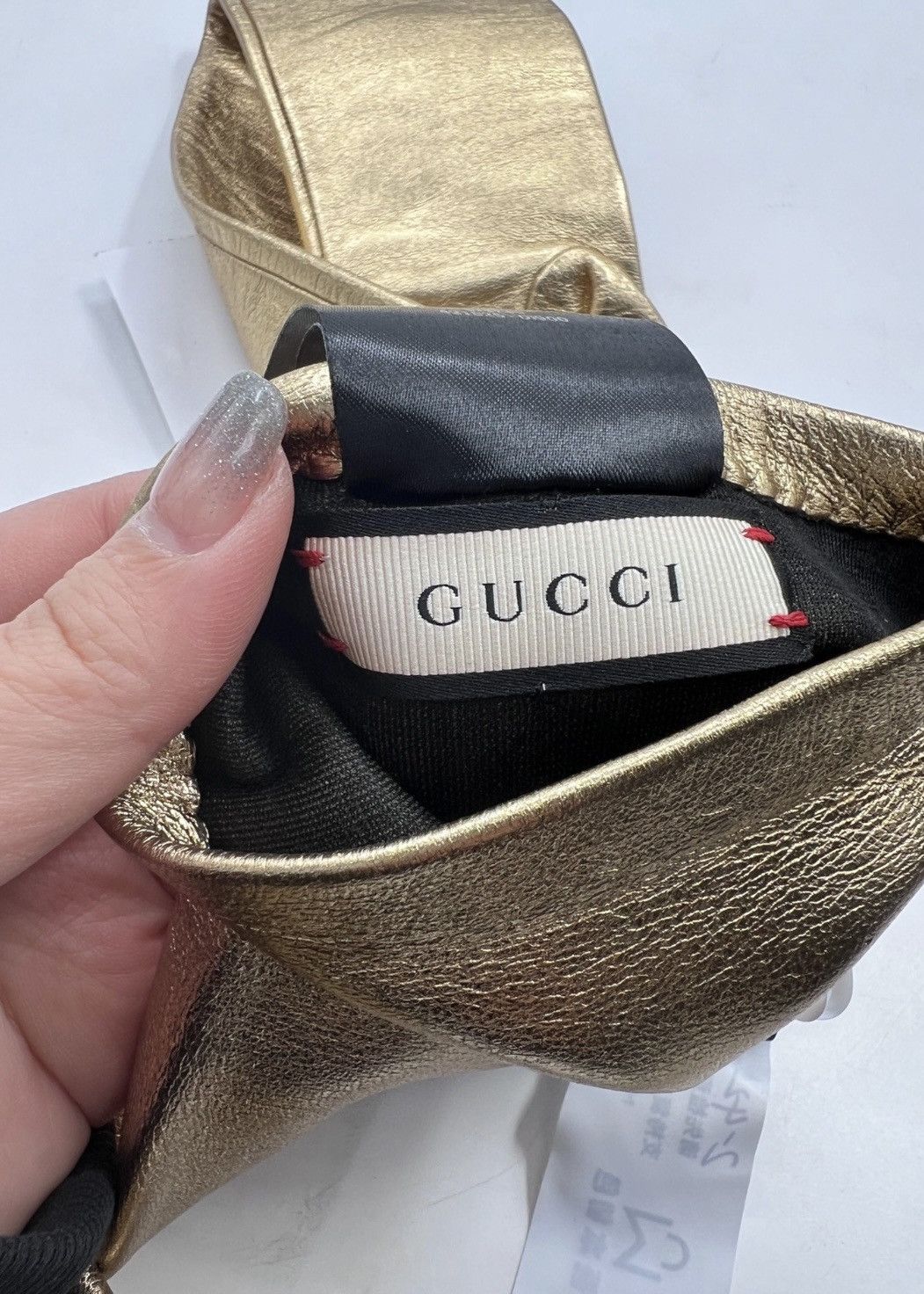 Gucci Gucci Fingerless length Leather Gloves In Gold Size ONE SIZE - 4 Thumbnail