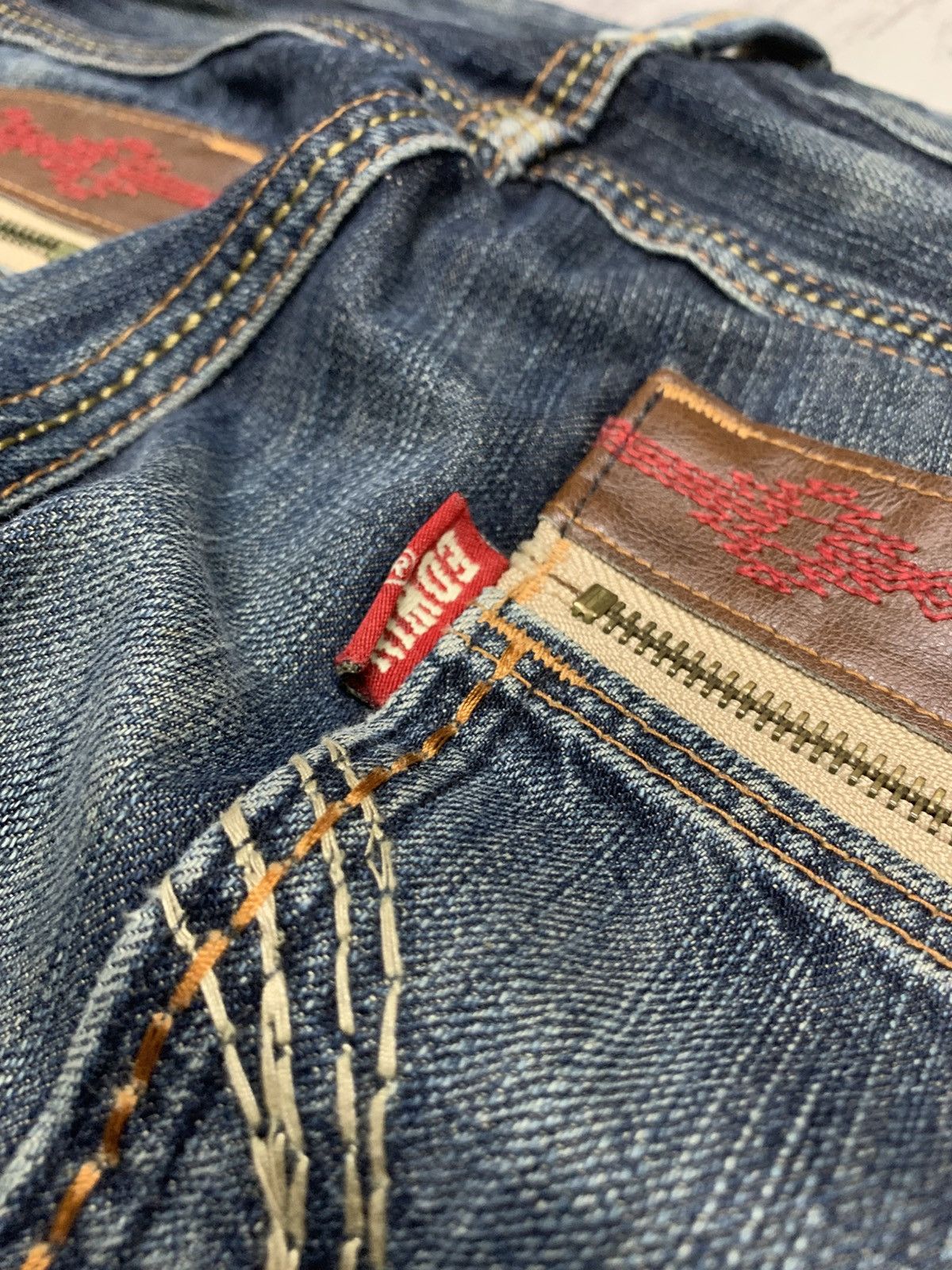 If Six Was Nine Edwin XV Navajo Distress Faded Denim Bootcut Mudmax Goa Size US 34 / EU 50 - 14 Thumbnail