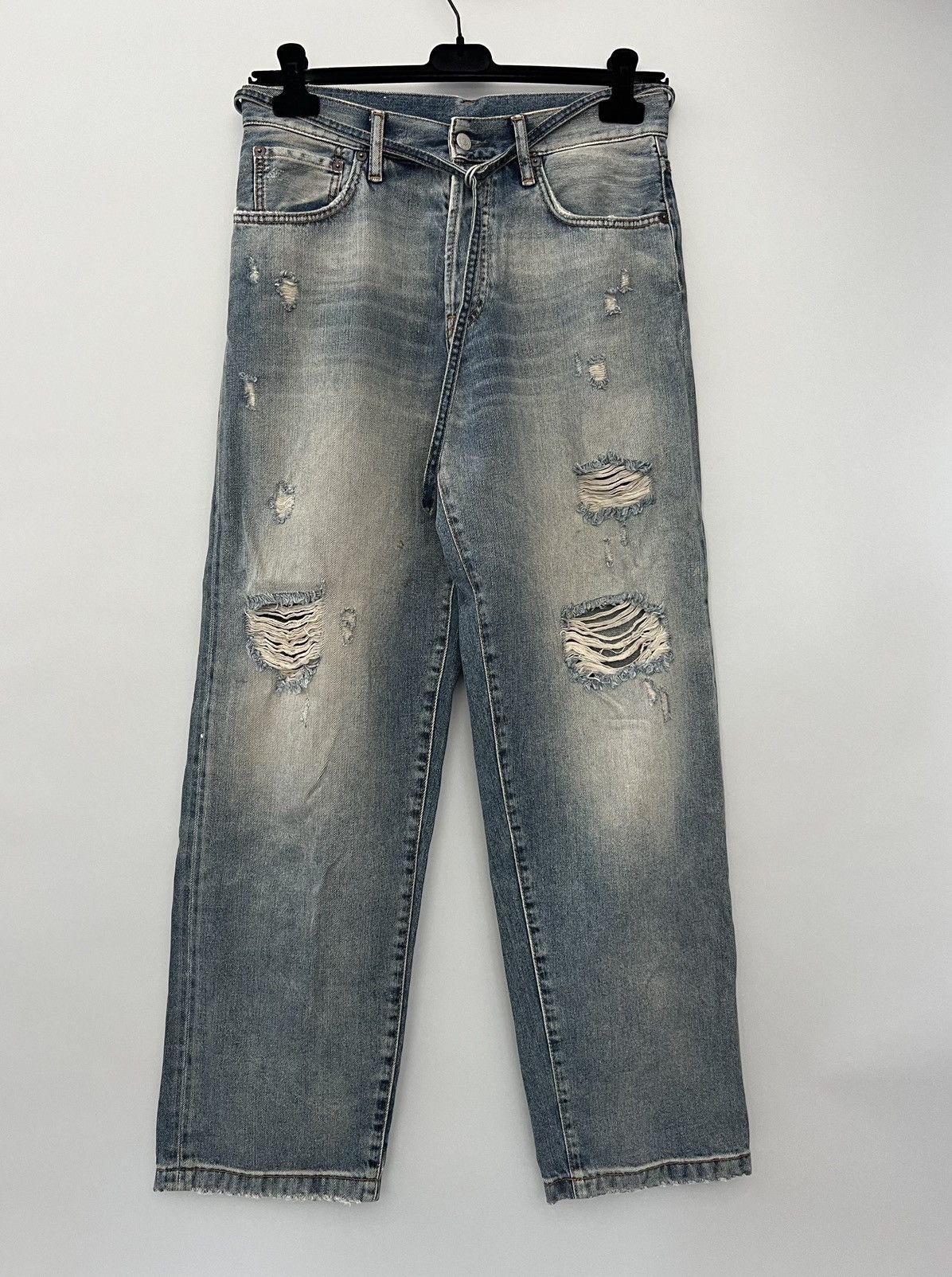 Acne Studios 1991 Toj Detroit Straight-Leg Belted Distressed Jeans | Grailed