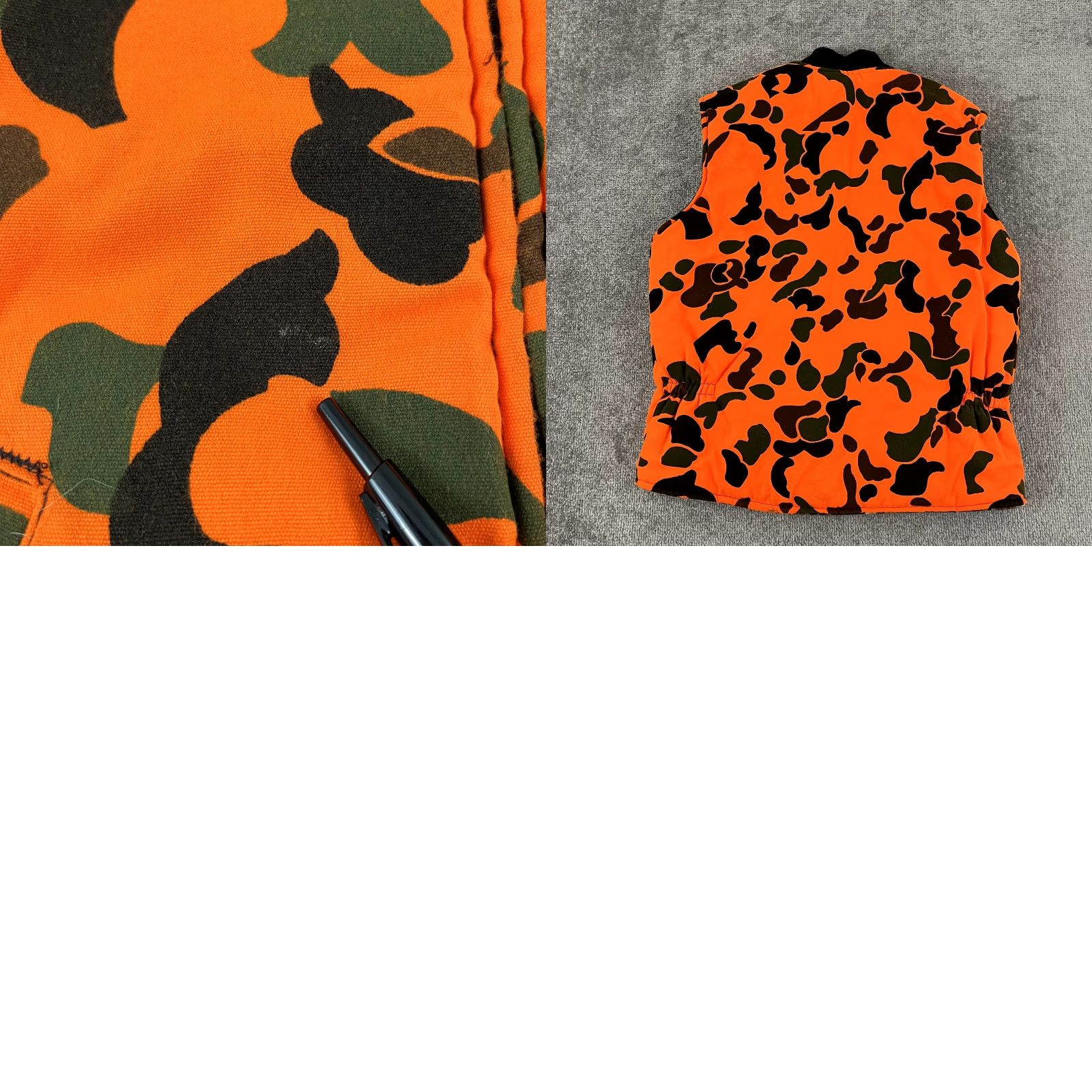 Vintage JOHNSON GARMENT Vest Mens Medium Blaze Orange Green Camo Reversible Hunting USA Size 40R - 8 Thumbnail