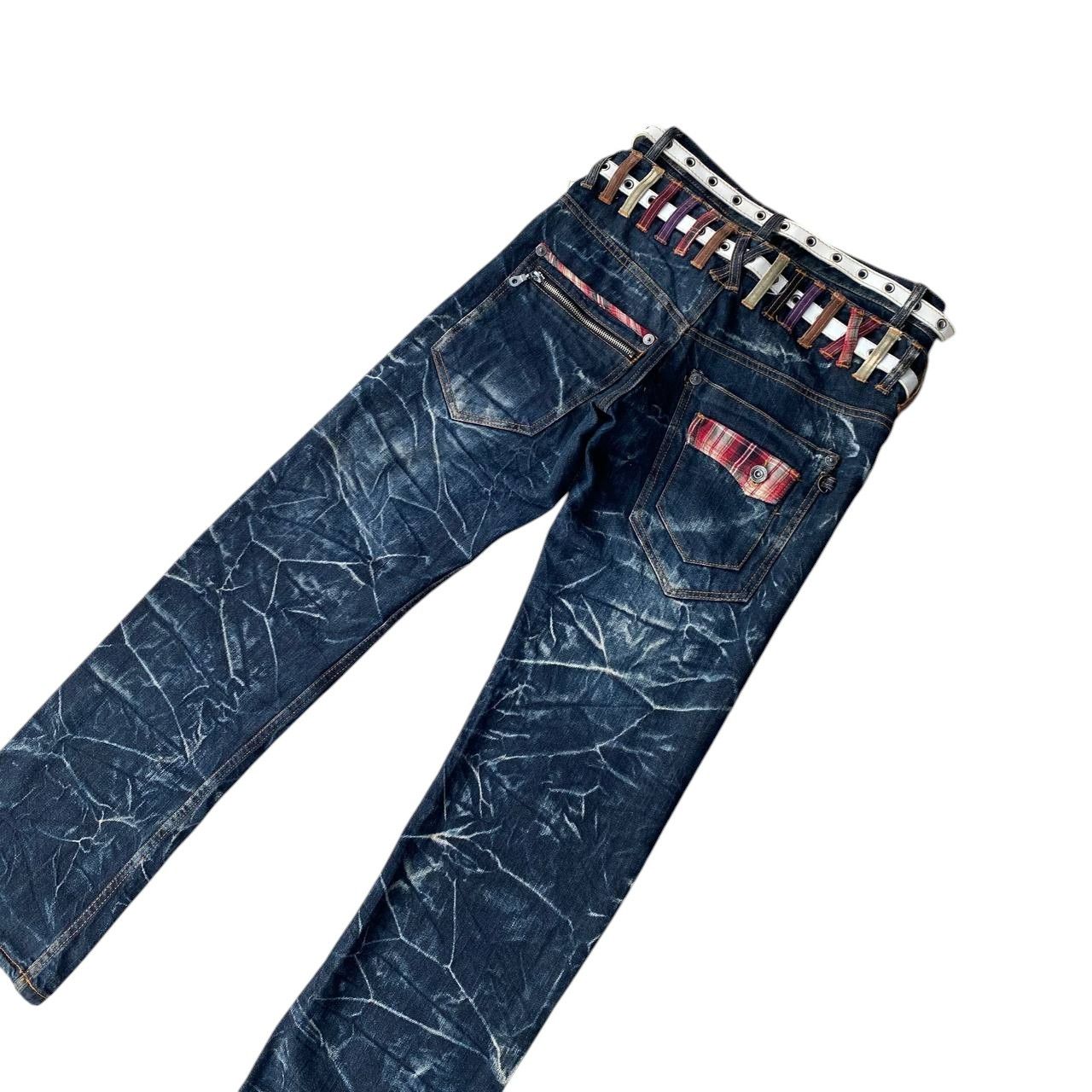 Japanese Brand Harajuku Y2K Nylaus Japan Double-Waist Belted Jean Ghostclaw Size US 29 - 13 Thumbnail