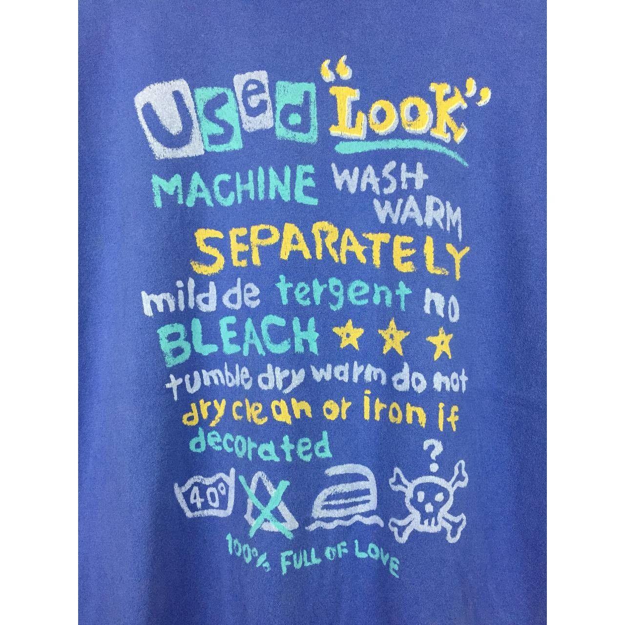 Japanese Brand × Vintage Vtg 90s Used Look Full Of Love Single Stitch Funny Humor Tee Size US M / EU 48-50 / 2 - 4 Thumbnail