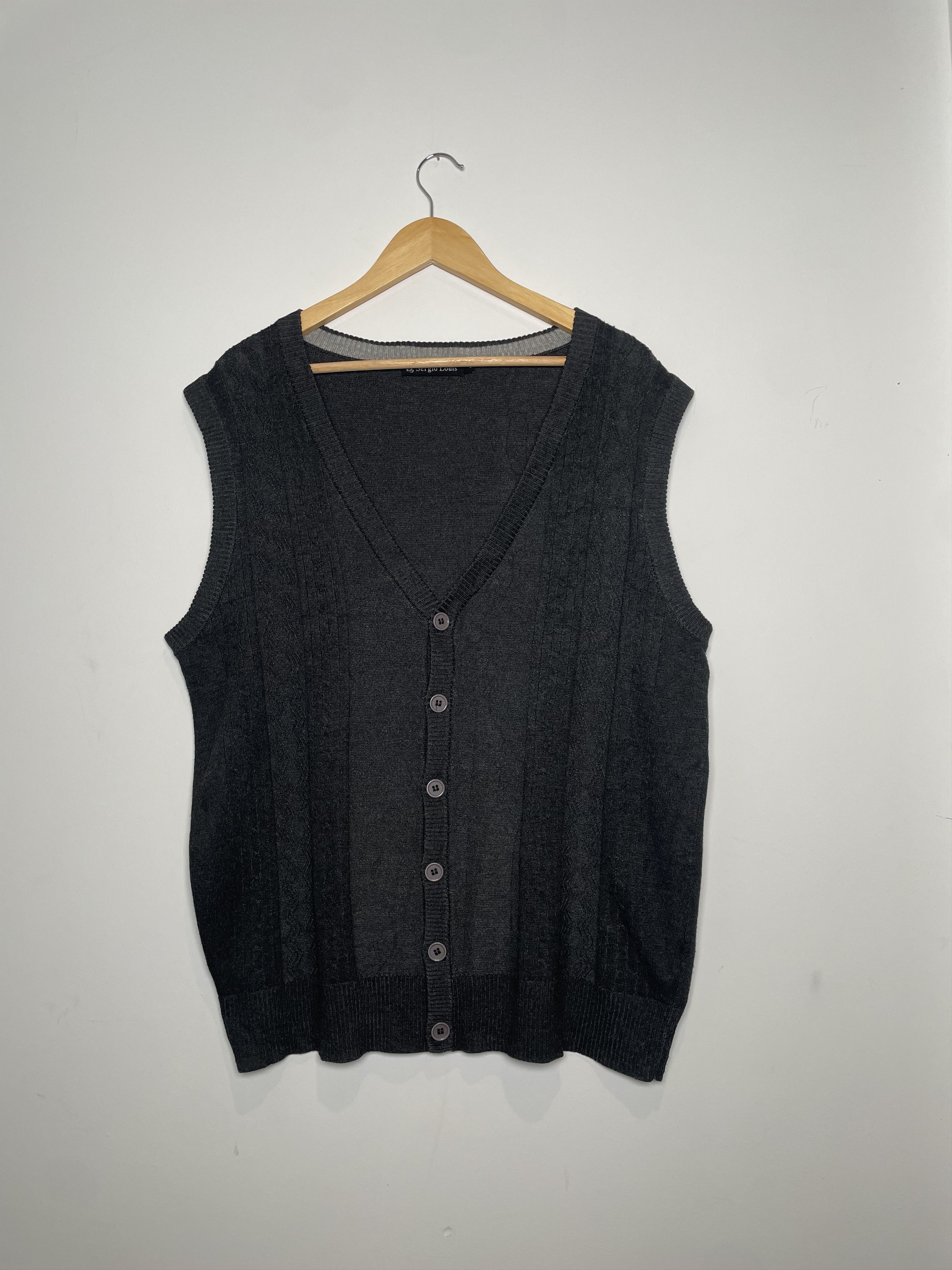 Other Sergio Louis L Charcoal Grey Knit Sweater Vest Size US L / EU 52-54 / 3 - 1 Thumbnail