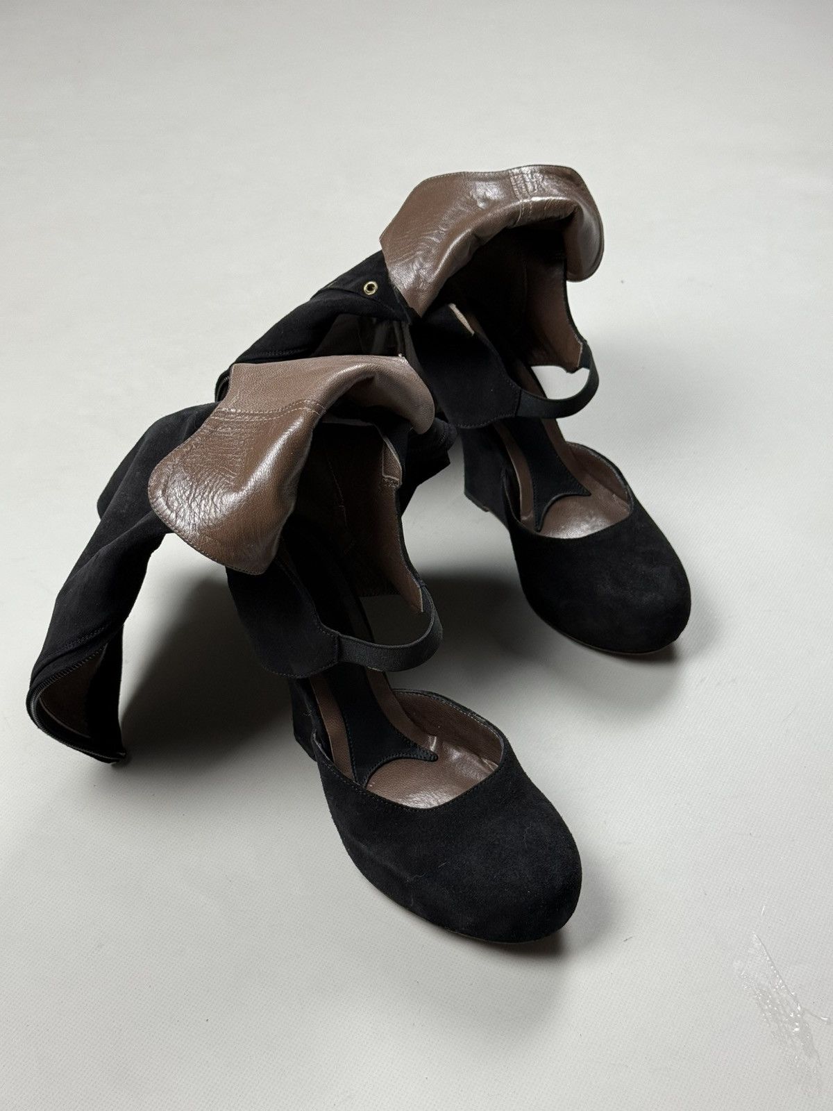 Marni Marni Suede Cut-out High Wedge Over The Knee Boots Shoes Size US 6 / IT 36 - 15 Thumbnail