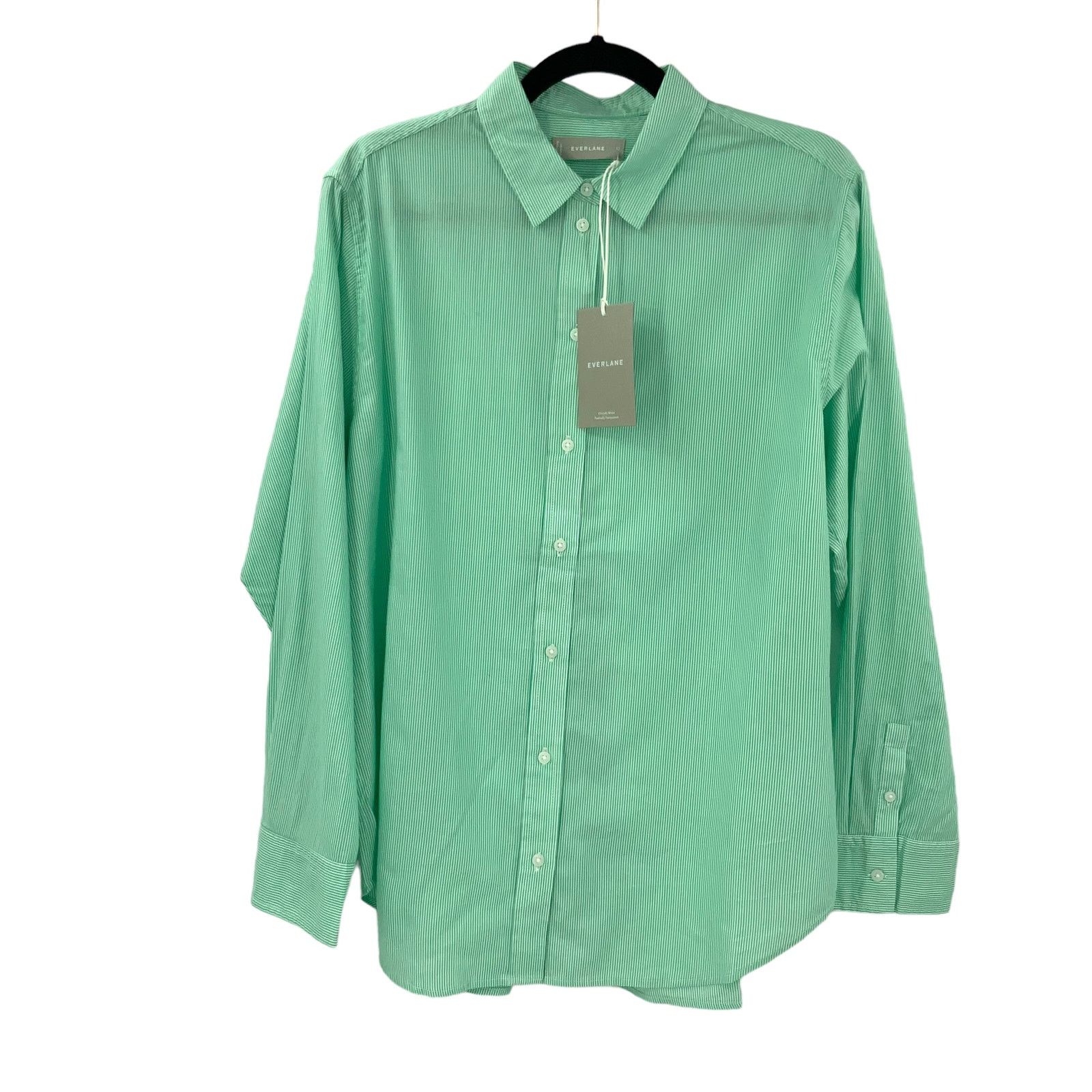 Everlane Everlane 100% Cotton Green Striped Button Down Shirt 12 NWT Size XL / US 12-14 / IT 48-50 - 1 Thumbnail