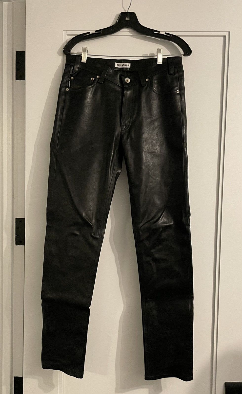 image of Balenciaga Ss19 Leather Pants in Black, Men's (Size 30)