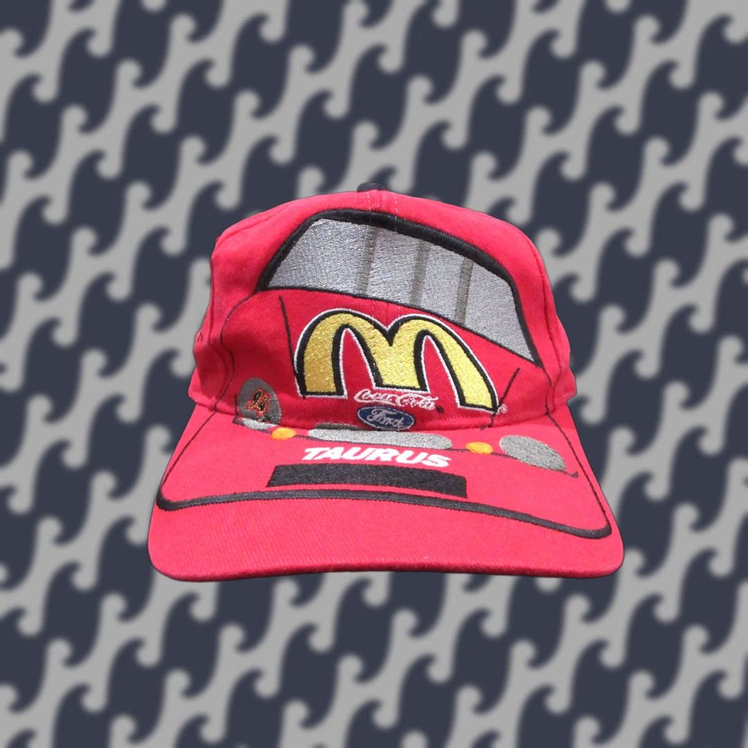 VINTAGE NASCAR Hat Cap Snapback Red Bill Elliott McDonalds Logo