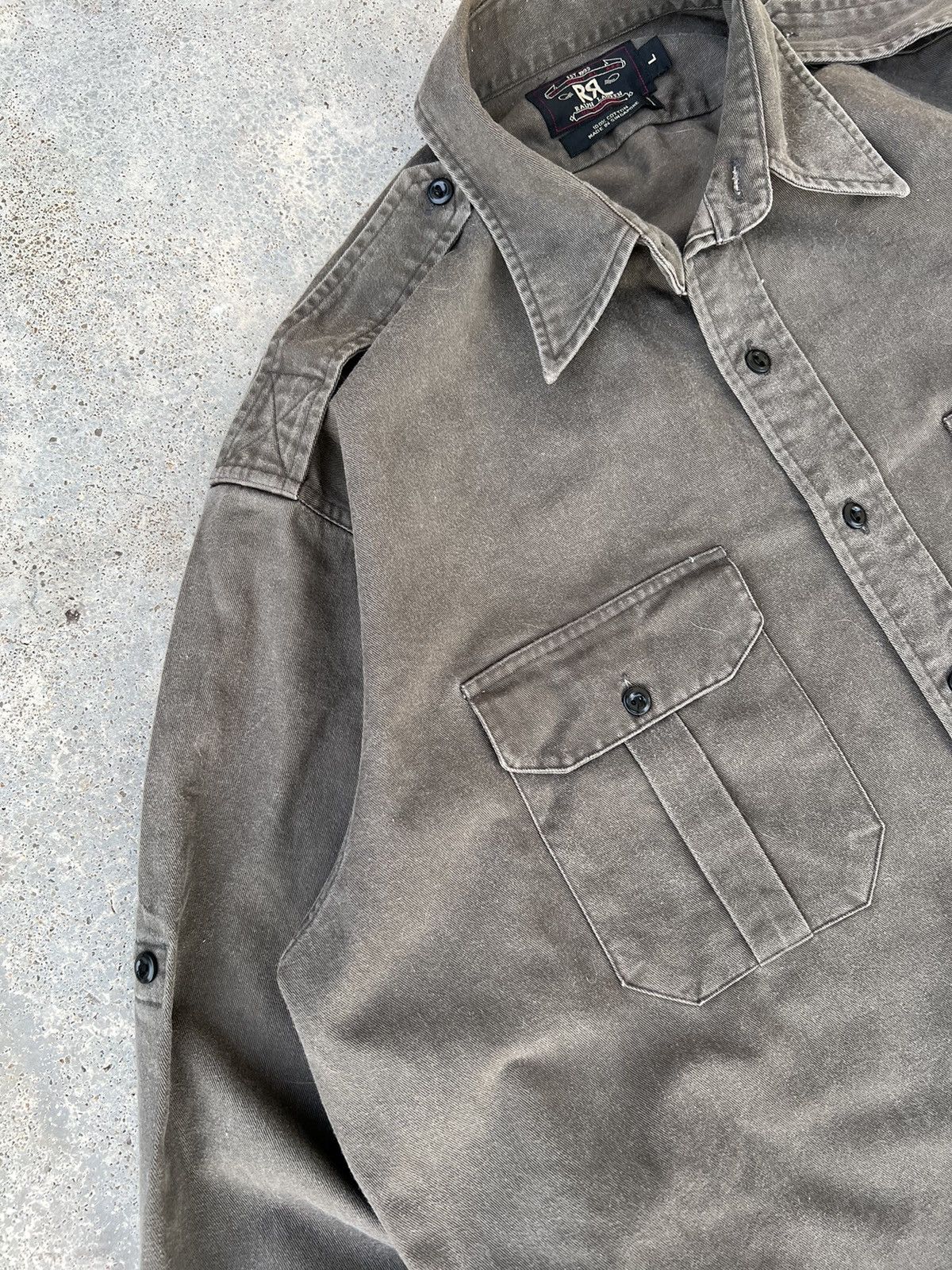 RRL Ralph Lauren Vintage RRL Army Button Up Long Sleeve Shirt Size US XXL / EU 58 / 5 - 3 Thumbnail