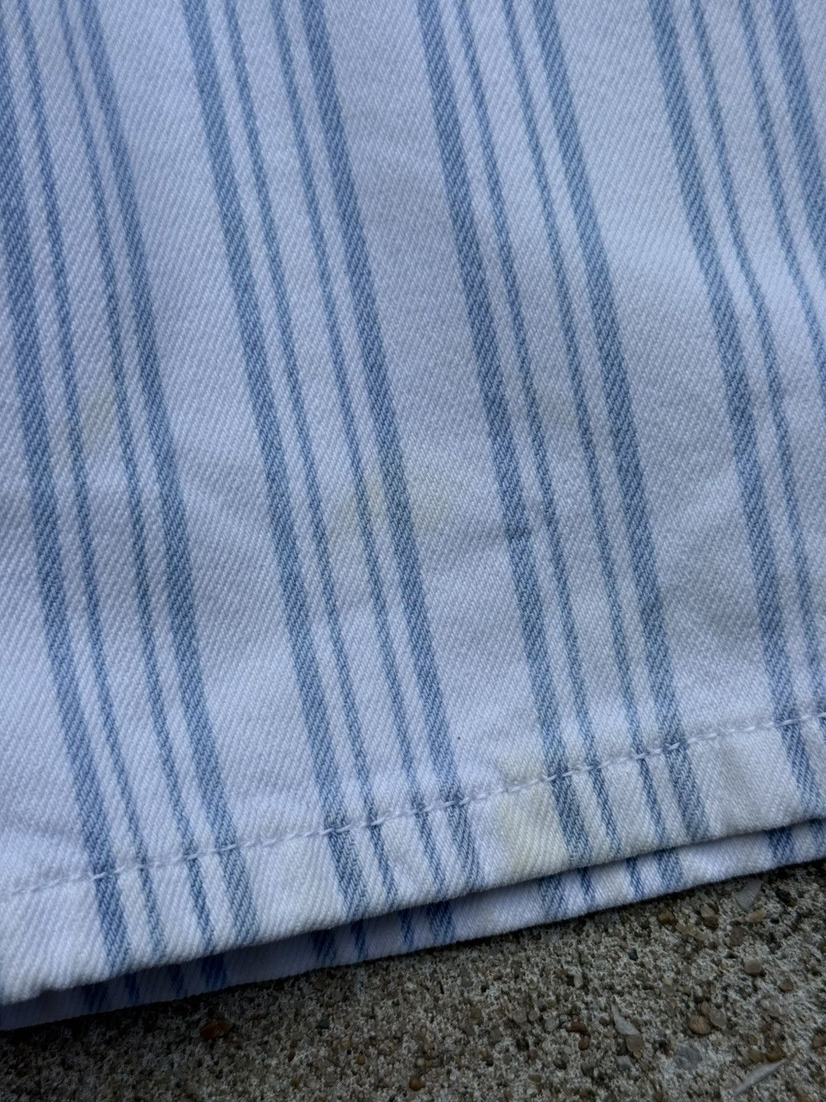 Vintage 90s Fluid Blues White Light Blue Striped Denim Shorts Size US 29 - 6 Thumbnail