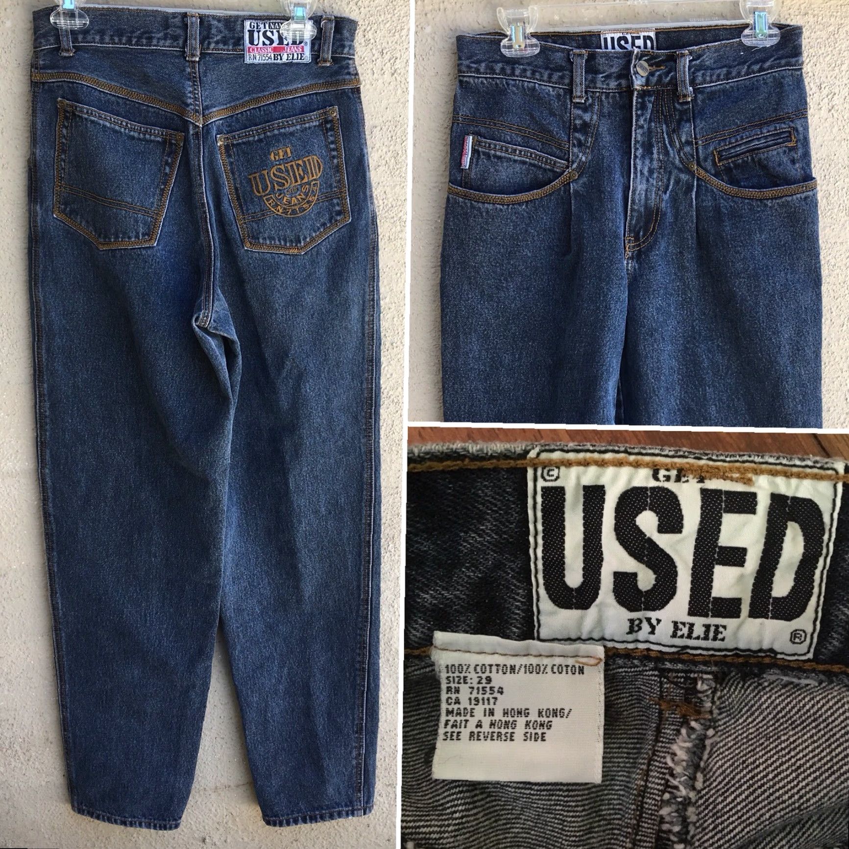 Vintage VINTAGE Get Used Jeans 90s Hip Hop Denim Blue 29 in Waist Mens Womens 1990s Size 29" - 2 Thumbnail