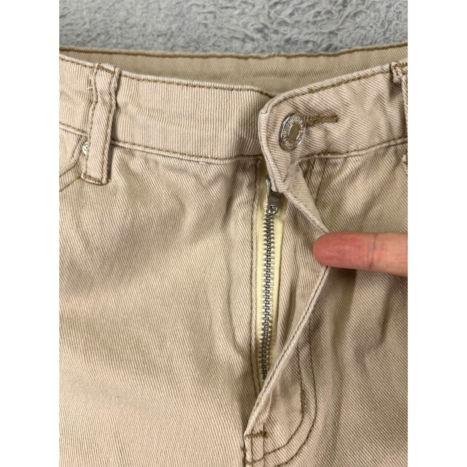 Shein SheIn Jeans Women 28 Beige Denim Wide-Leg Cotton Blend 28x30 Distressed 5-Pocket Design Button Zipper Size 28" / US 6 / IT 42 - 5 Thumbnail