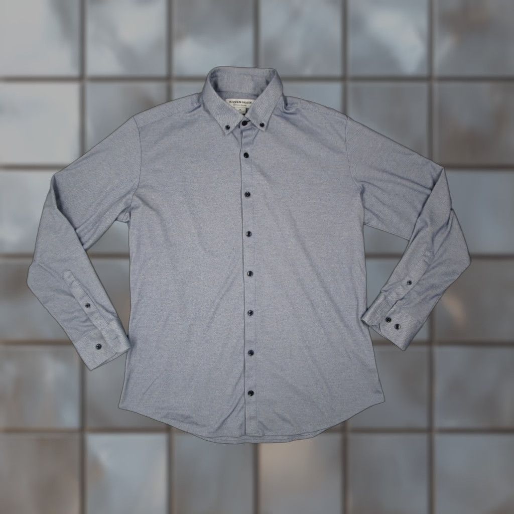 Mizzen+Main Mizzen+Main Shirt Men Medium Blue Classic Button Up Long Sleeve Work Performance Size US M / EU 48-50 / 2 - 1 Thumbnail