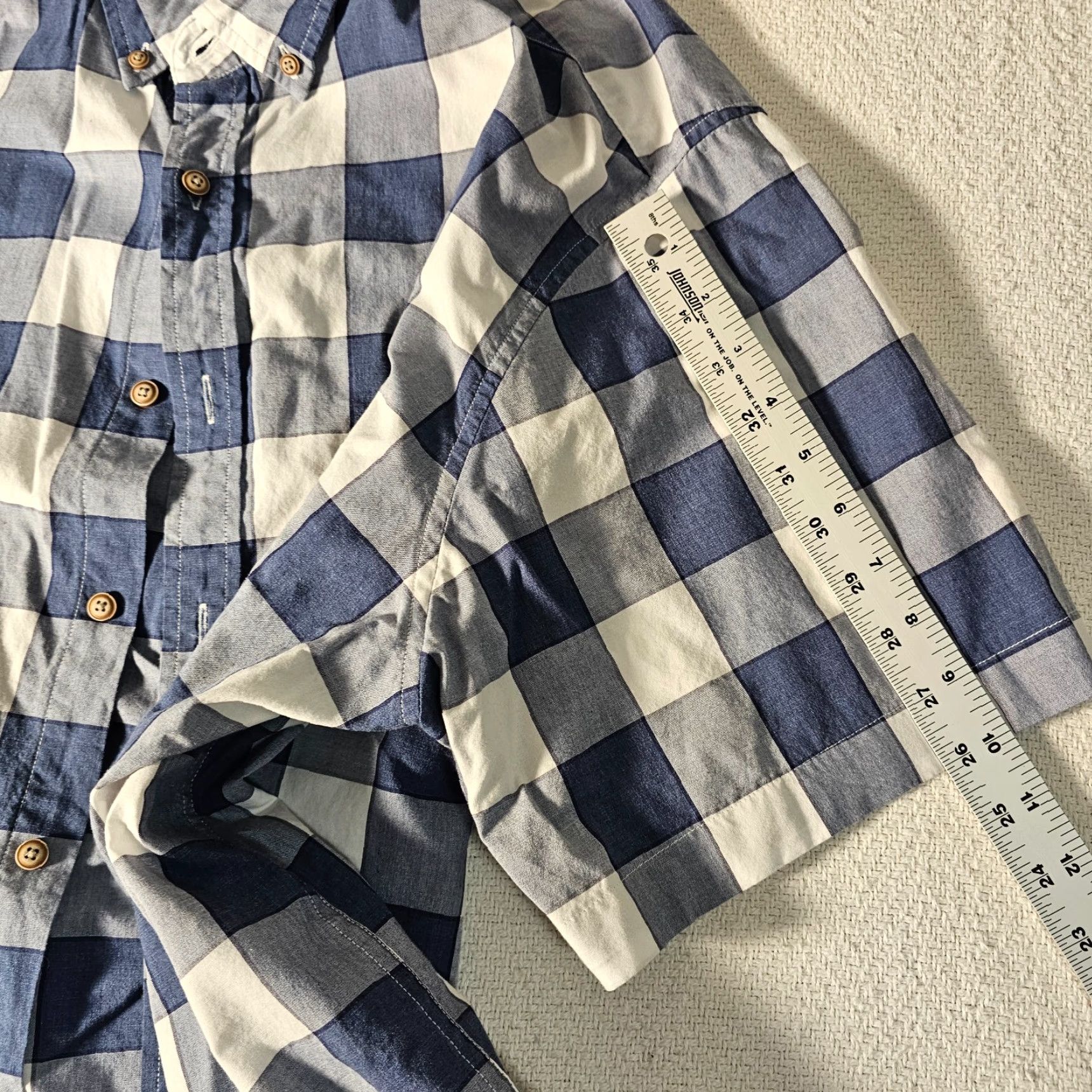 Vintage Rowm Button-Up Shirt 2XT Blue Check Pocket Stretch Short Sleeve Mens Regular Tall Collared Shirt Size US XXL / EU 58 / 5 - 7 Thumbnail