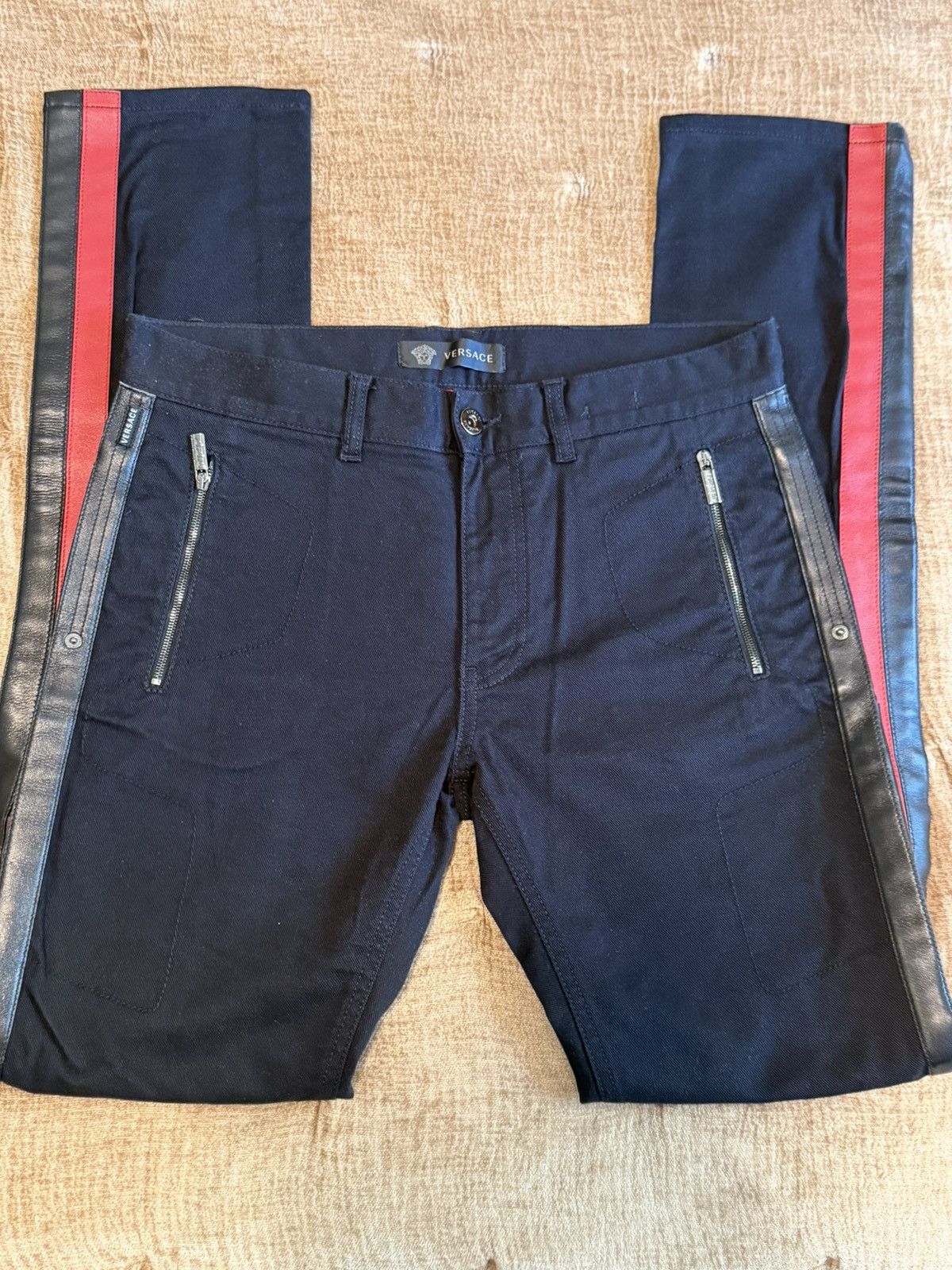 Versace Versace Moto Jeans Lambskin Leather Details Worn Once Size US 32 / EU 48 - 2 Thumbnail