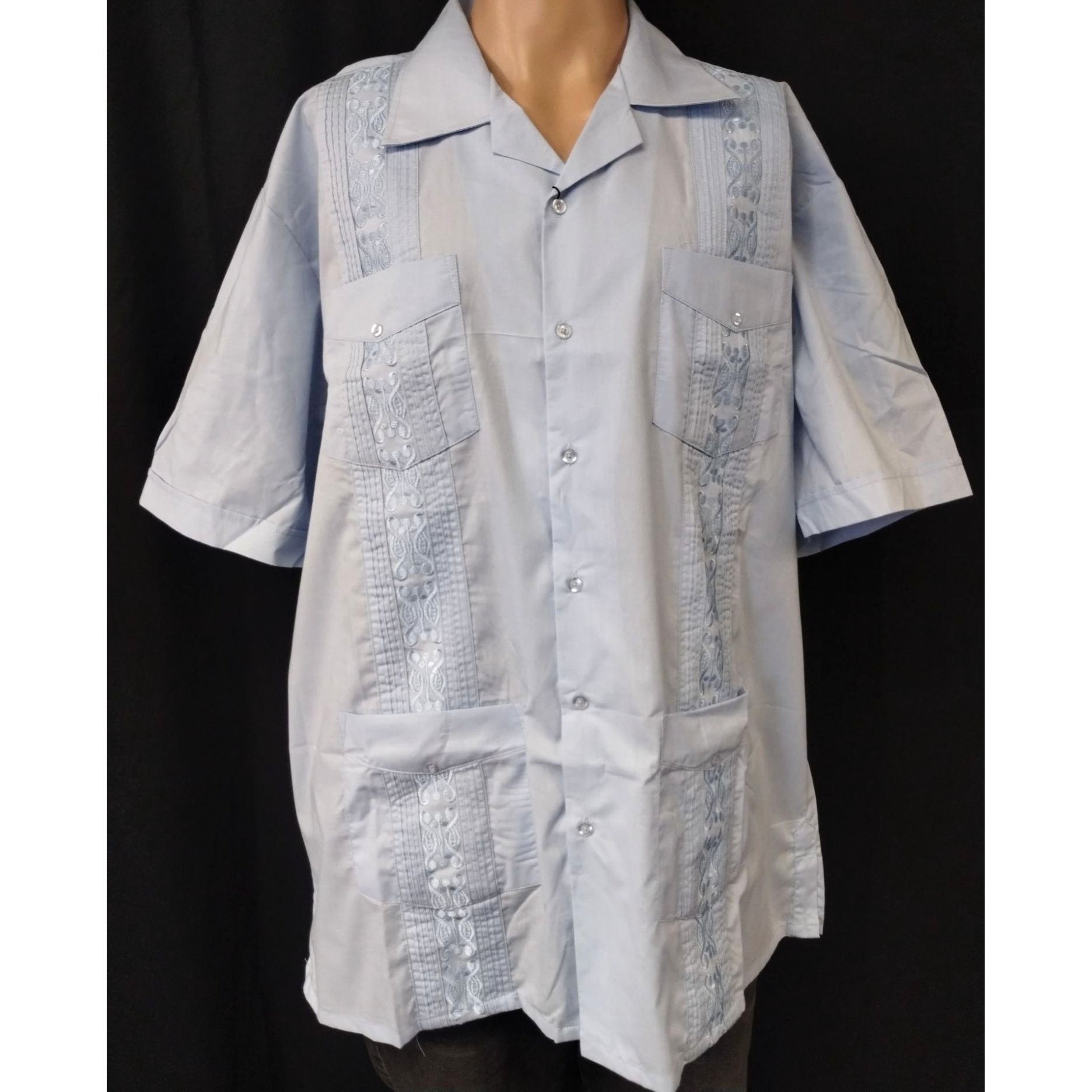 Omega Omega Men's Blue Embroidery Shirt/Button Up Size XL SKU 4015 Size US XL / EU 56 / 4 - 1 Thumbnail